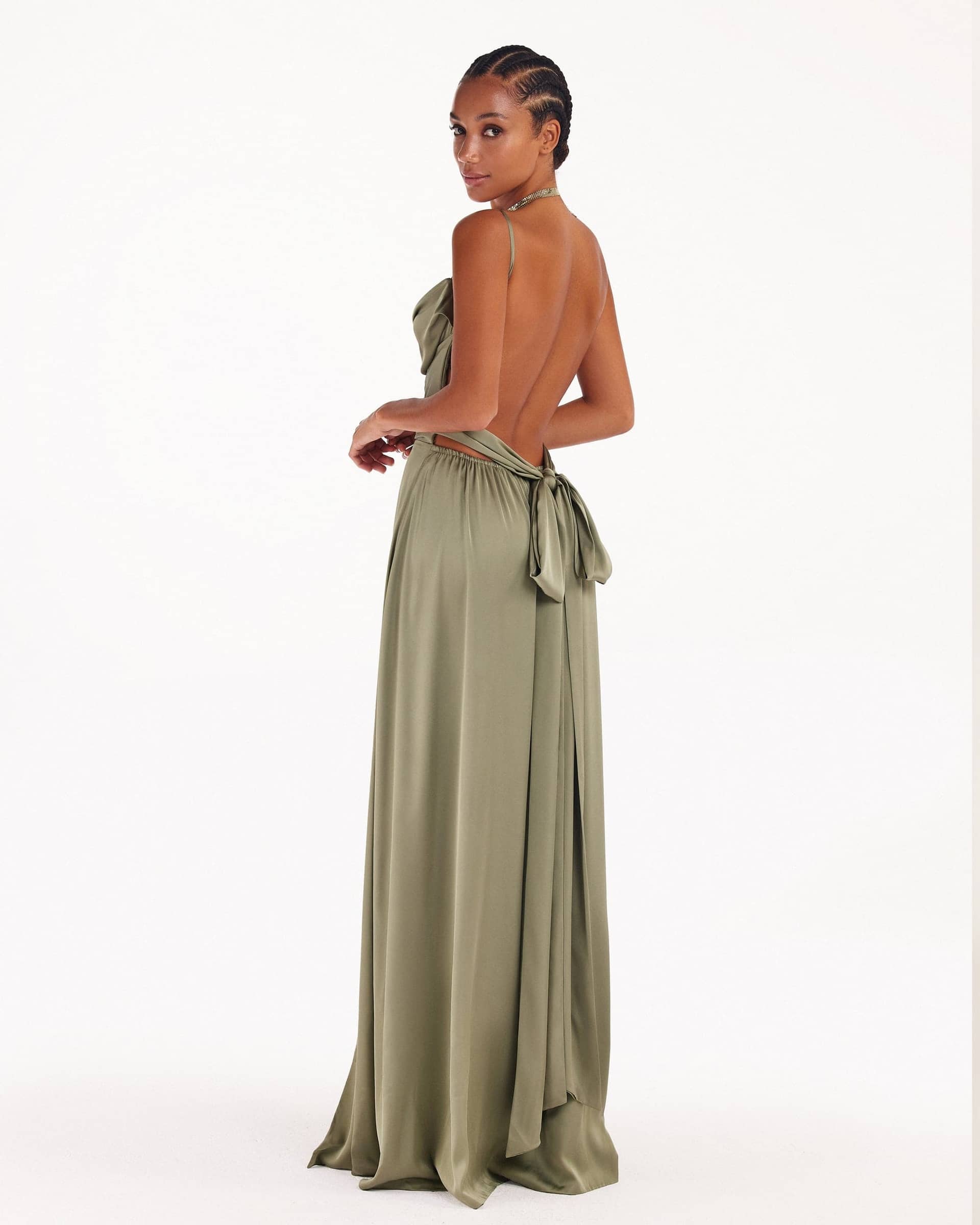 Boudoir olive silk slip dress made by Milla