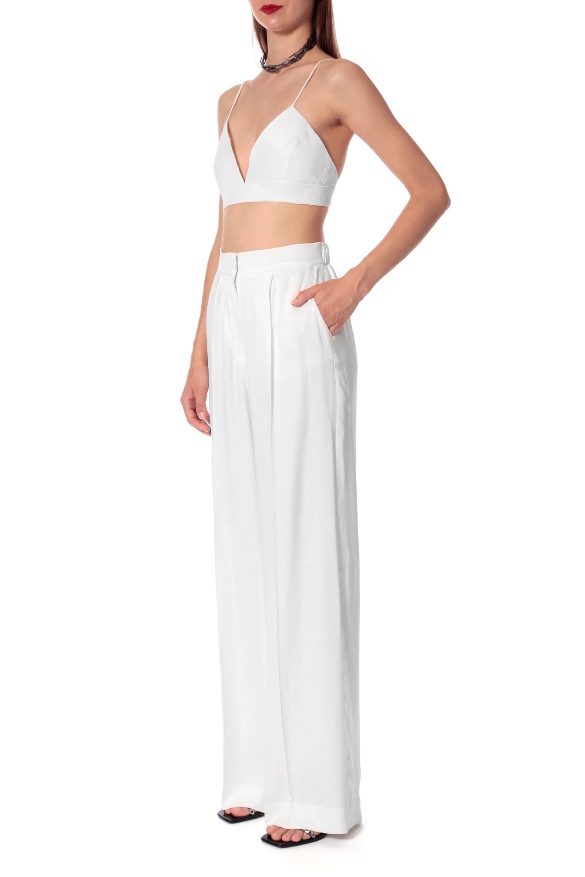 Bralette Top Asha Satin Bright White in White made by HALEWSKI