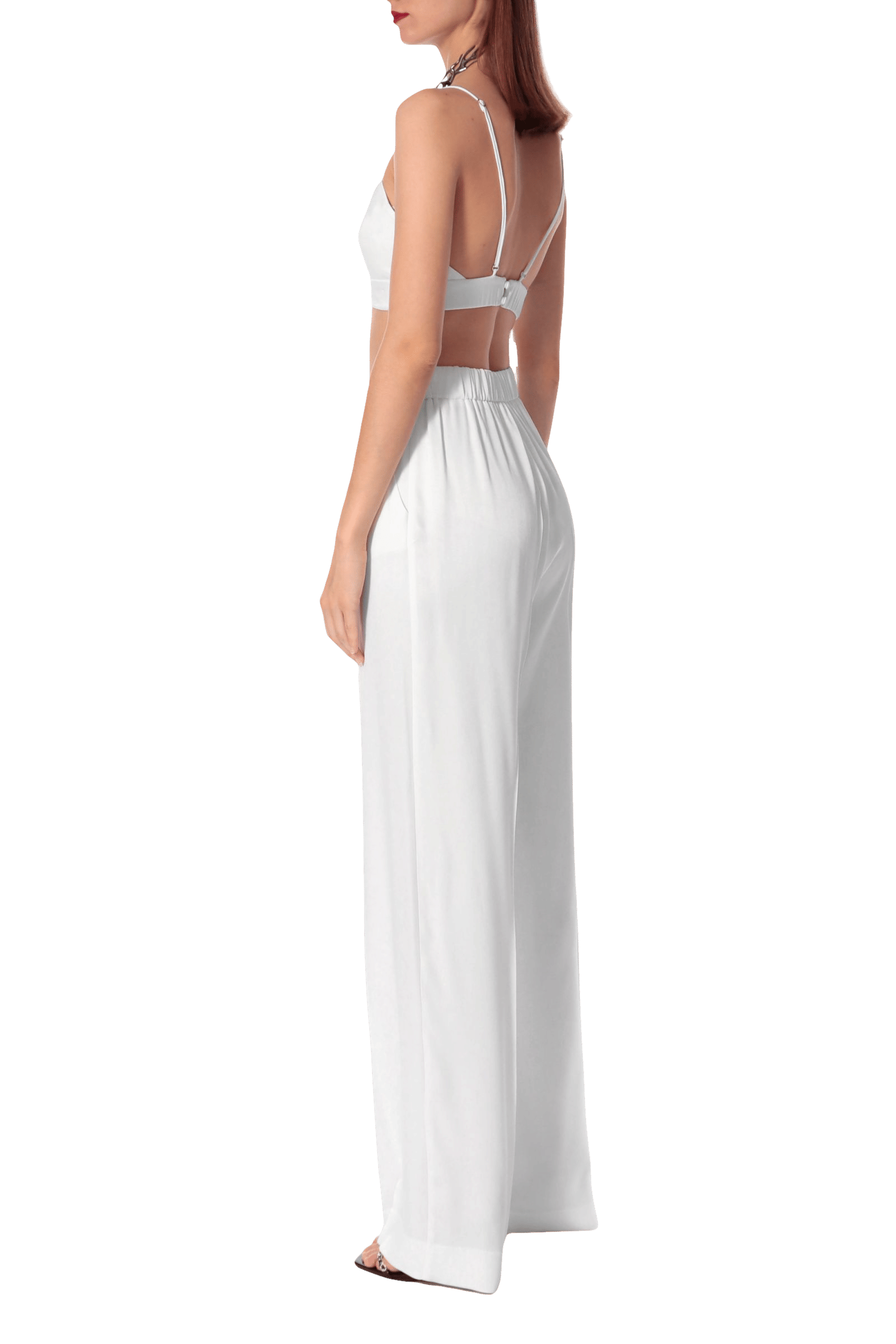 Bralette Top Asha Satin Bright White in White made by HALEWSKI