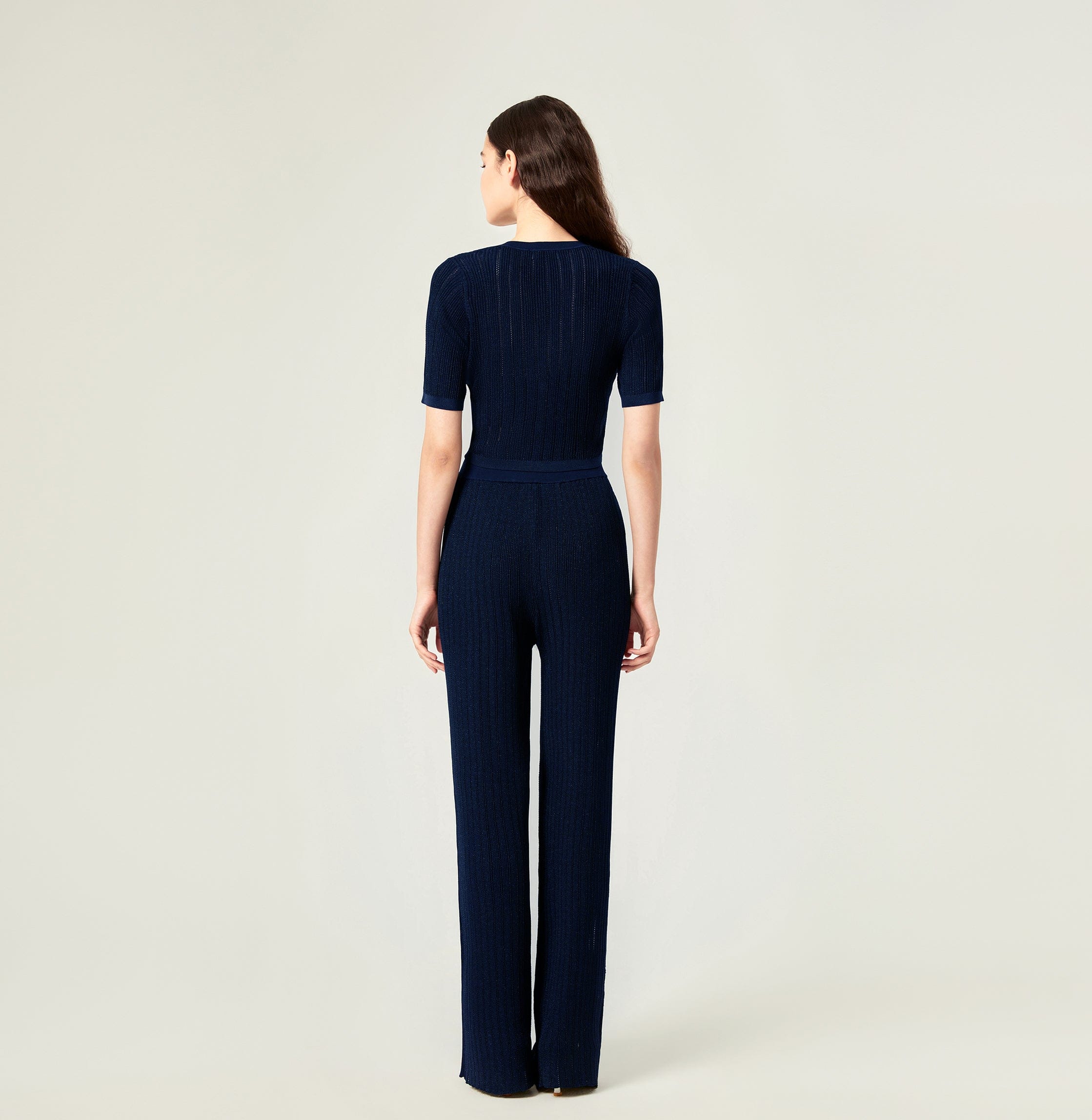 METALLIC JERSEY PANTS in Blue made by CRUSH Collection