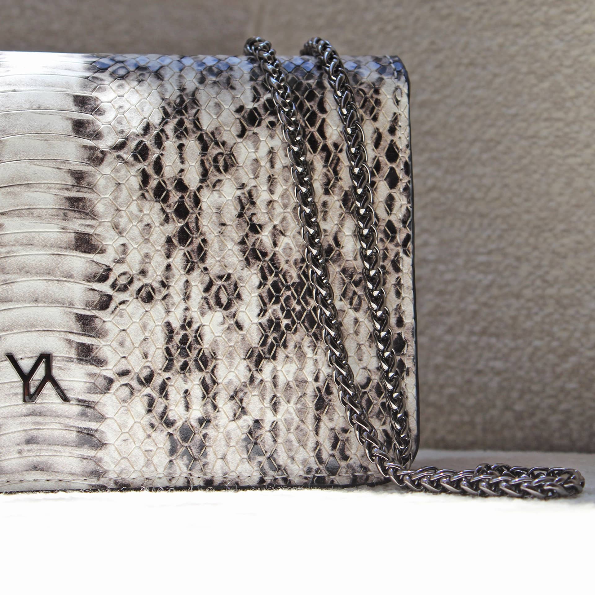 Lea Embossed Python Natural Clutch made by YLIANA YEPEZ