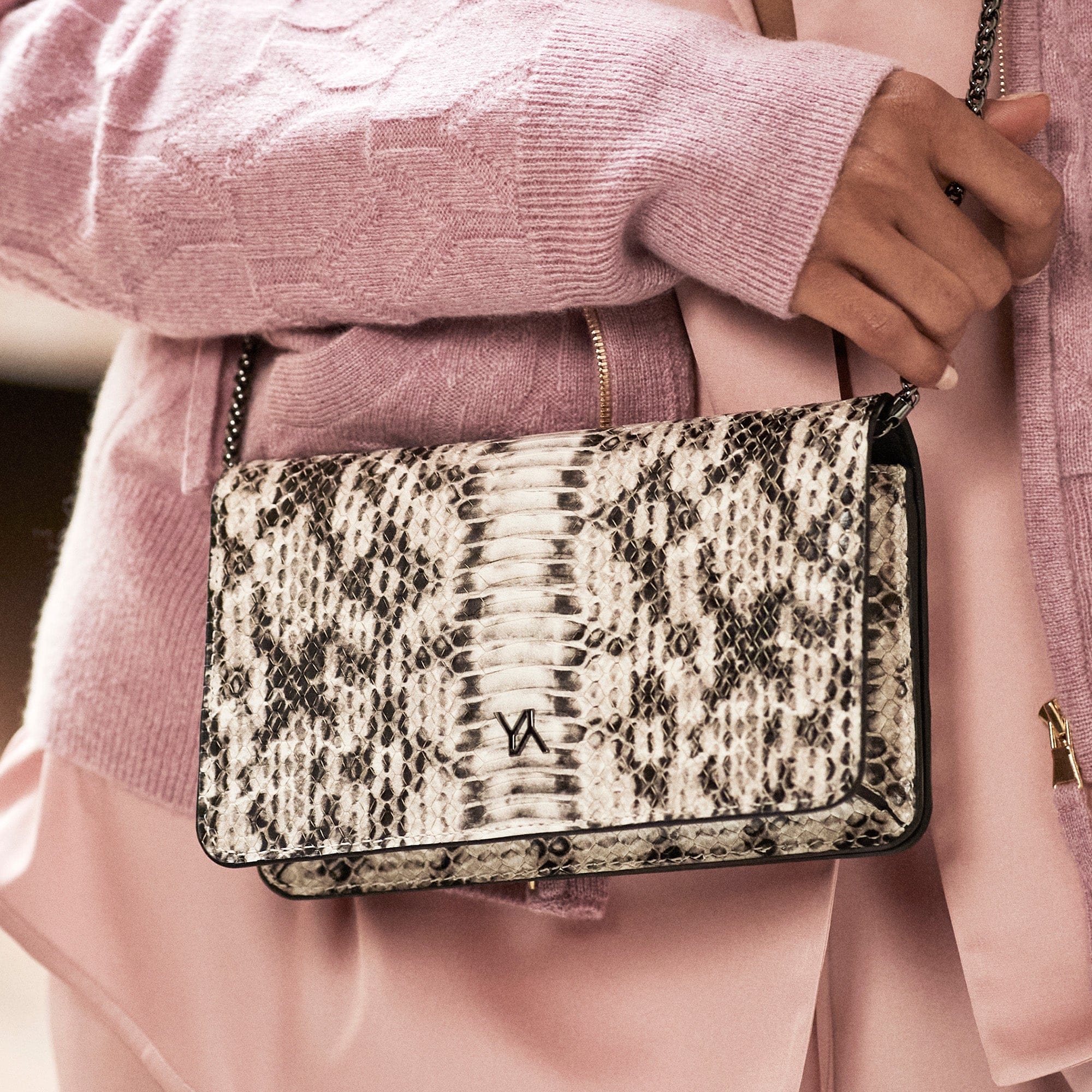 Lea Embossed Python Natural Clutch made by YLIANA YEPEZ