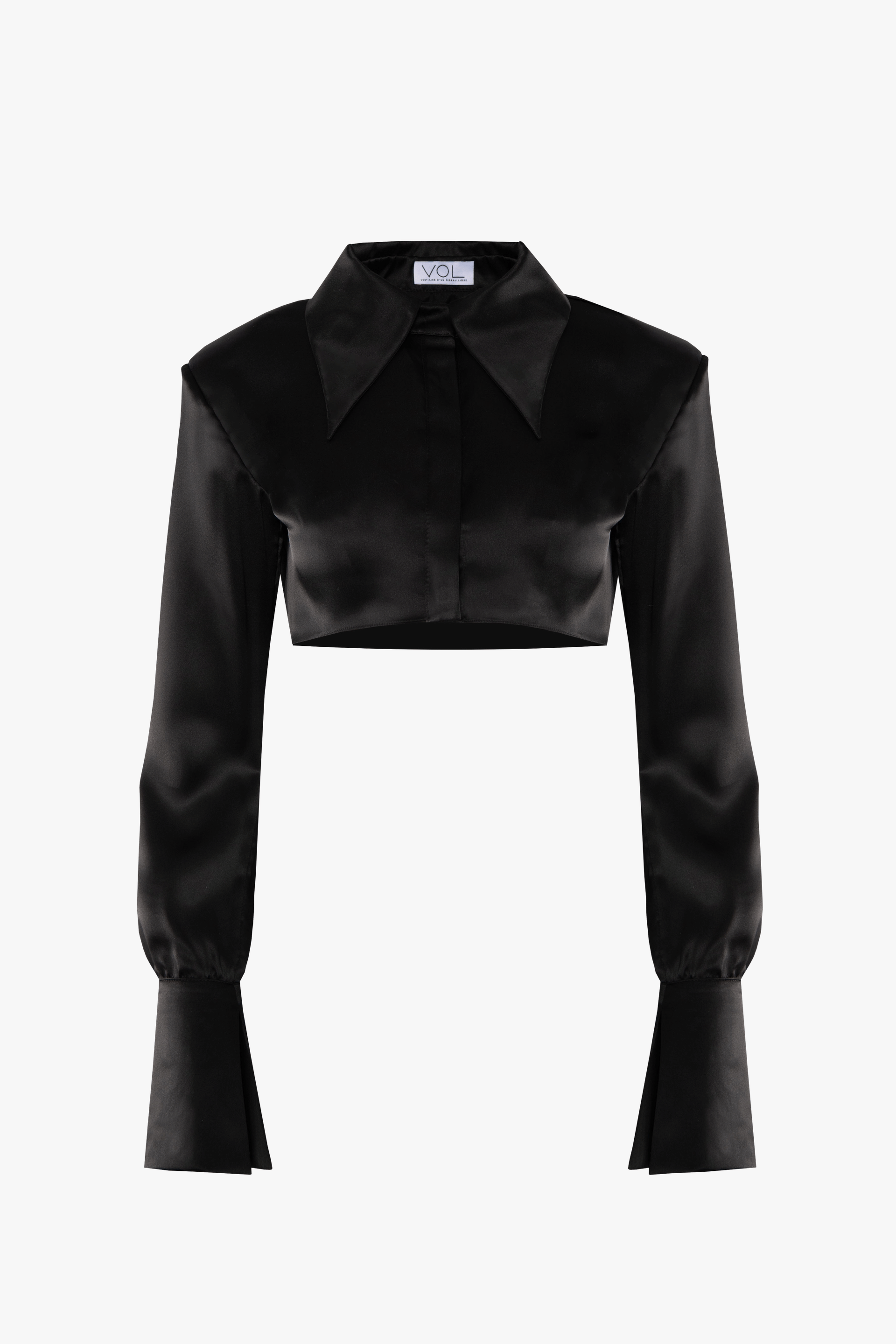 Cropped Silk Shirt in Black made by Vestiaire d'un Oiseau Libre