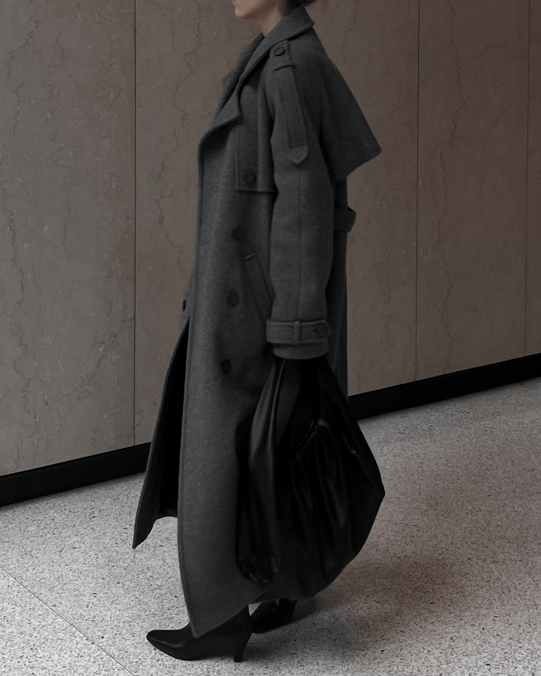 Yoko Wool Coat in gray made by Wiktoria Frankowska