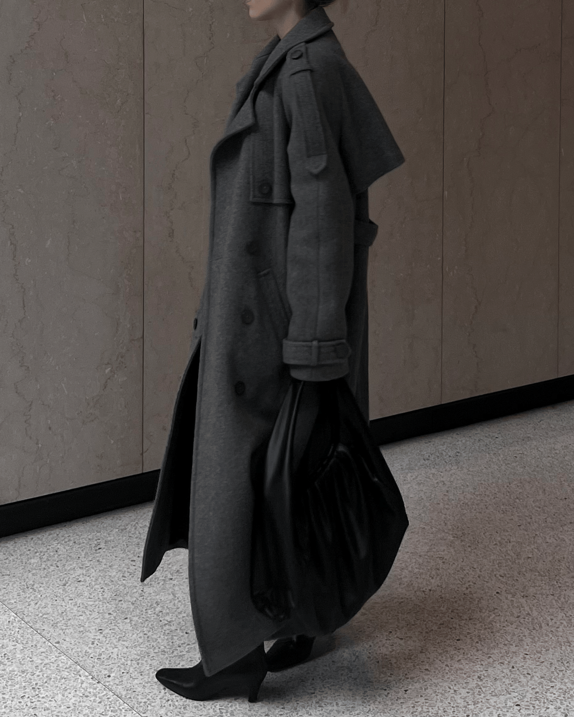 Yoko Wool Coat in gray made by Wiktoria Frankowska