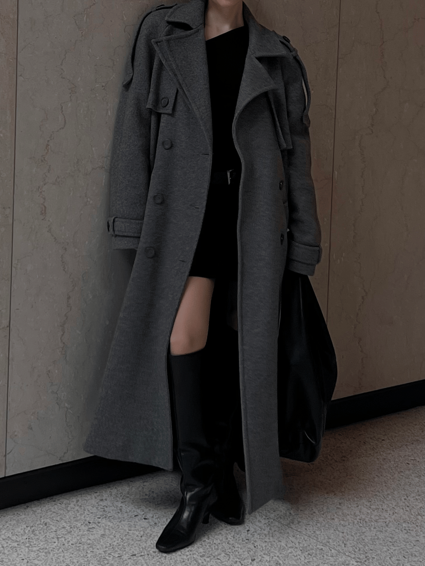 Yoko Wool Coat in gray made by Wiktoria Frankowska
