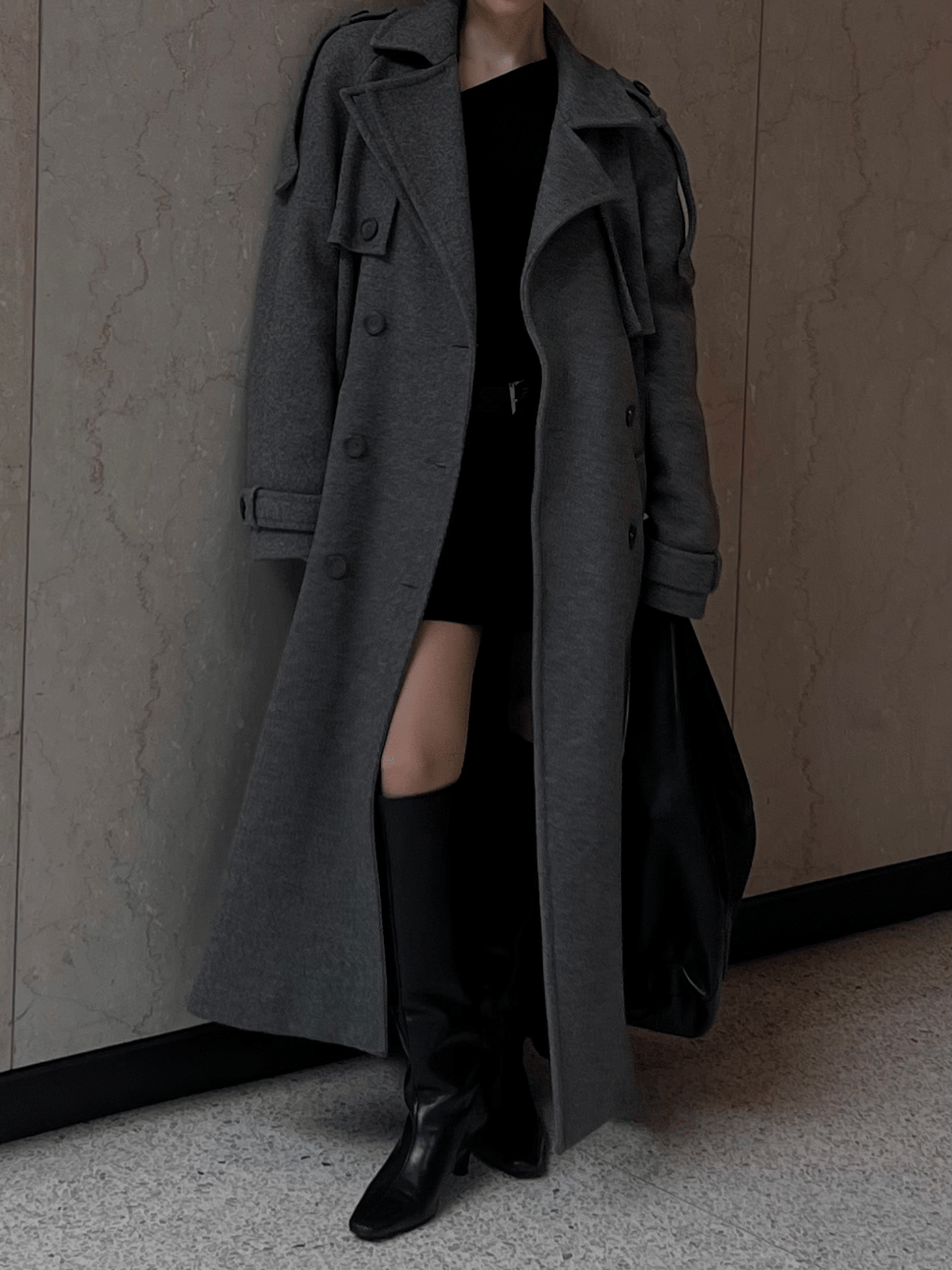 Yoko Wool Coat in gray made by Wiktoria Frankowska