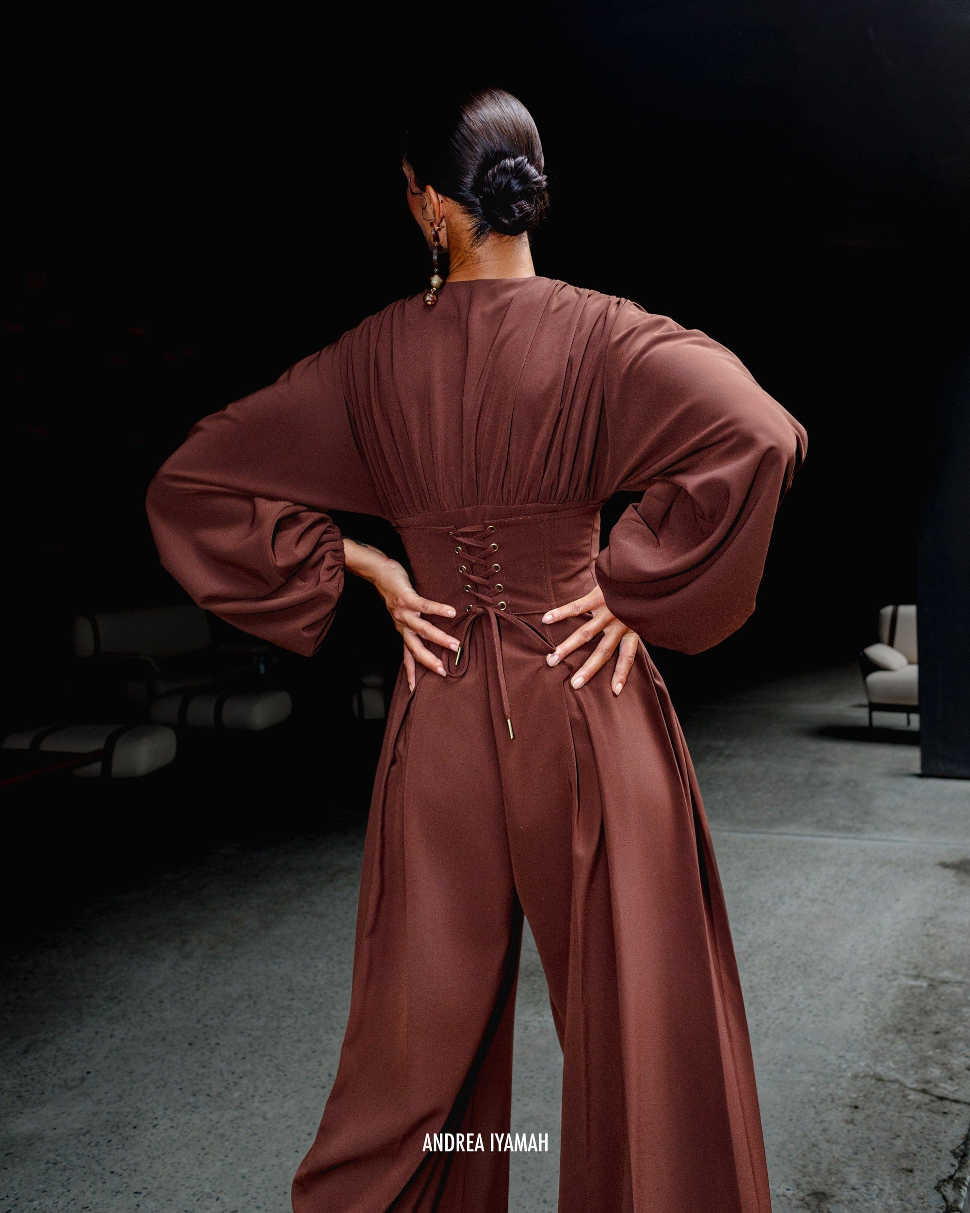 ZERRA JUMPSUIT - COFFEE made by Andrea Iyamah