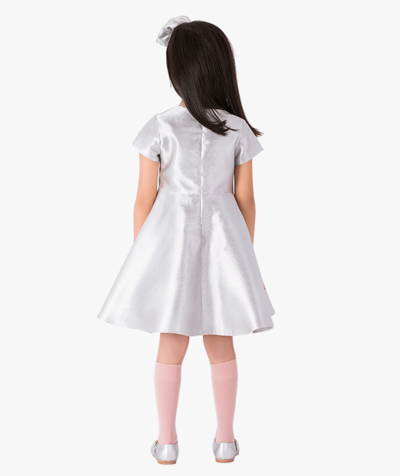 3D Appliqué Silver Girls Dress made by Mama Luma