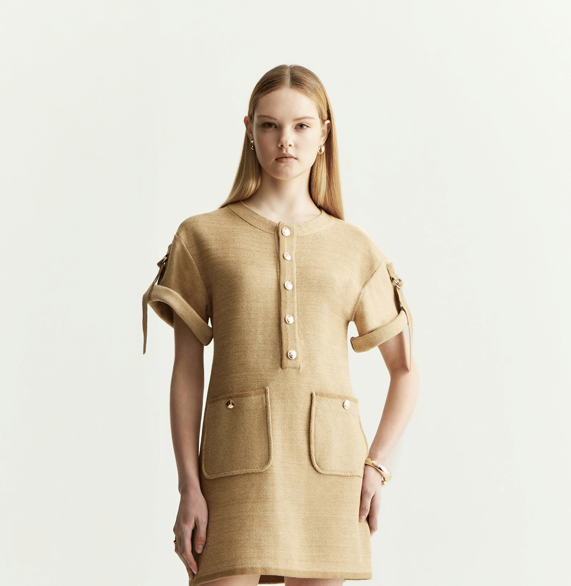 DENIM-LOOK CREWNECK DRESS made by CRUSH Collection