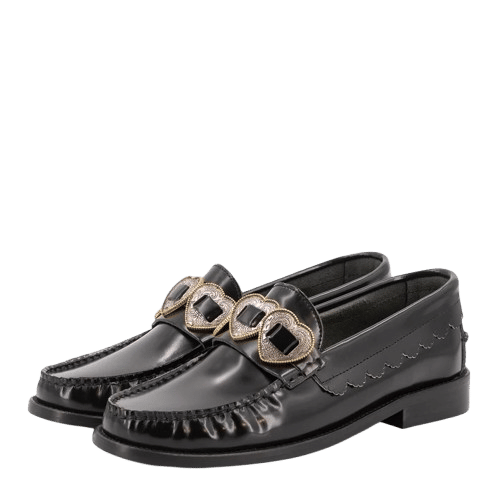 ELIA BLACK LEATHER LOAFERS made by Toral