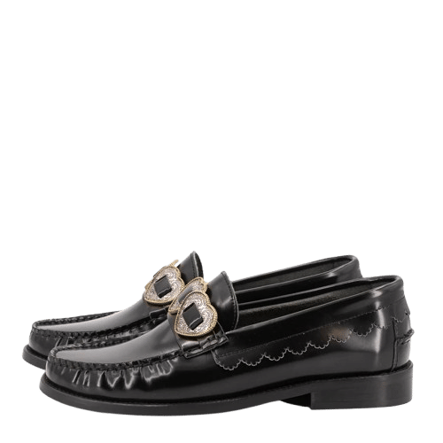 ELIA BLACK LEATHER LOAFERS made by Toral