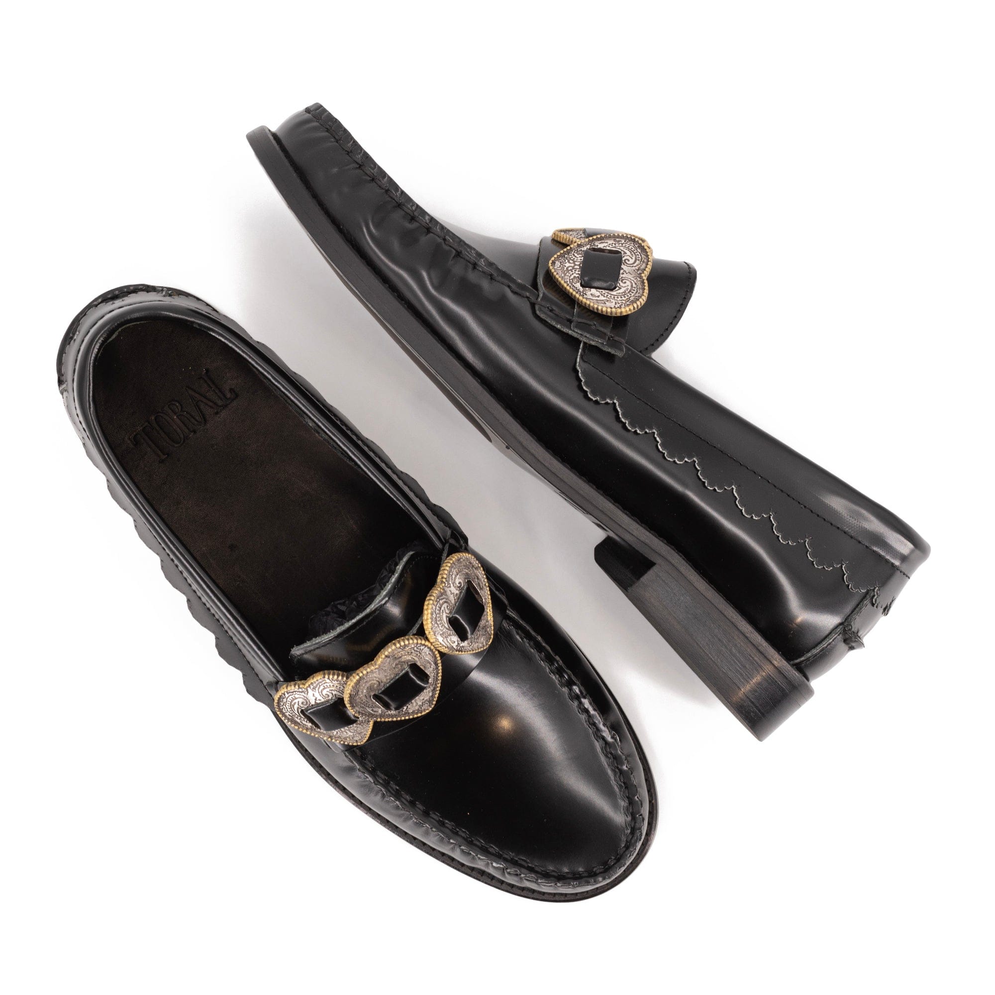 ELIA BLACK LEATHER LOAFERS made by Toral