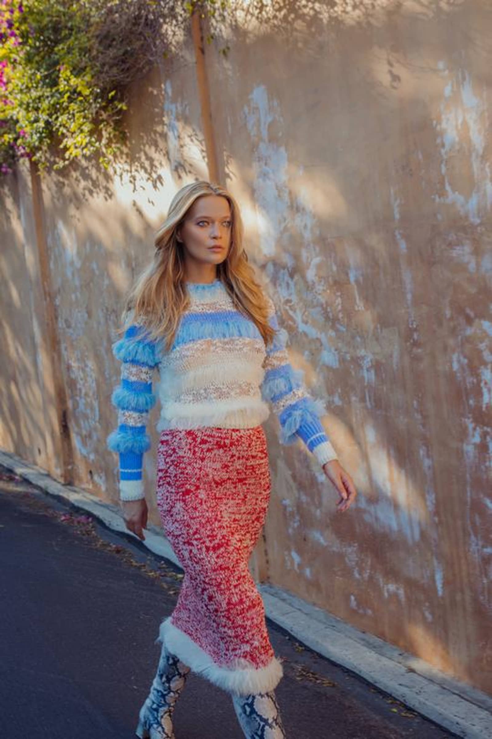 Red Handmade Knit Dress-Skirt No in Red made by ANDREEVA