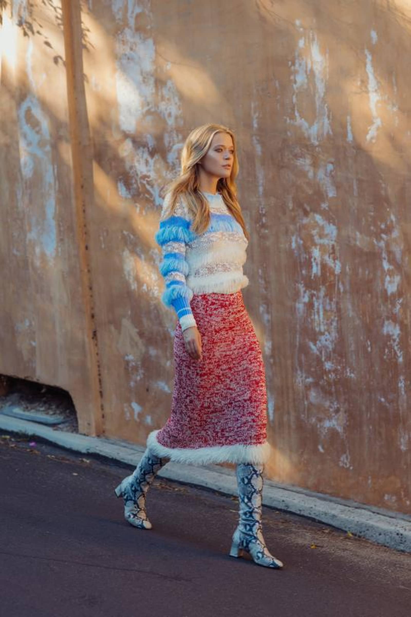 Red Handmade Knit Dress-Skirt No in Red made by ANDREEVA