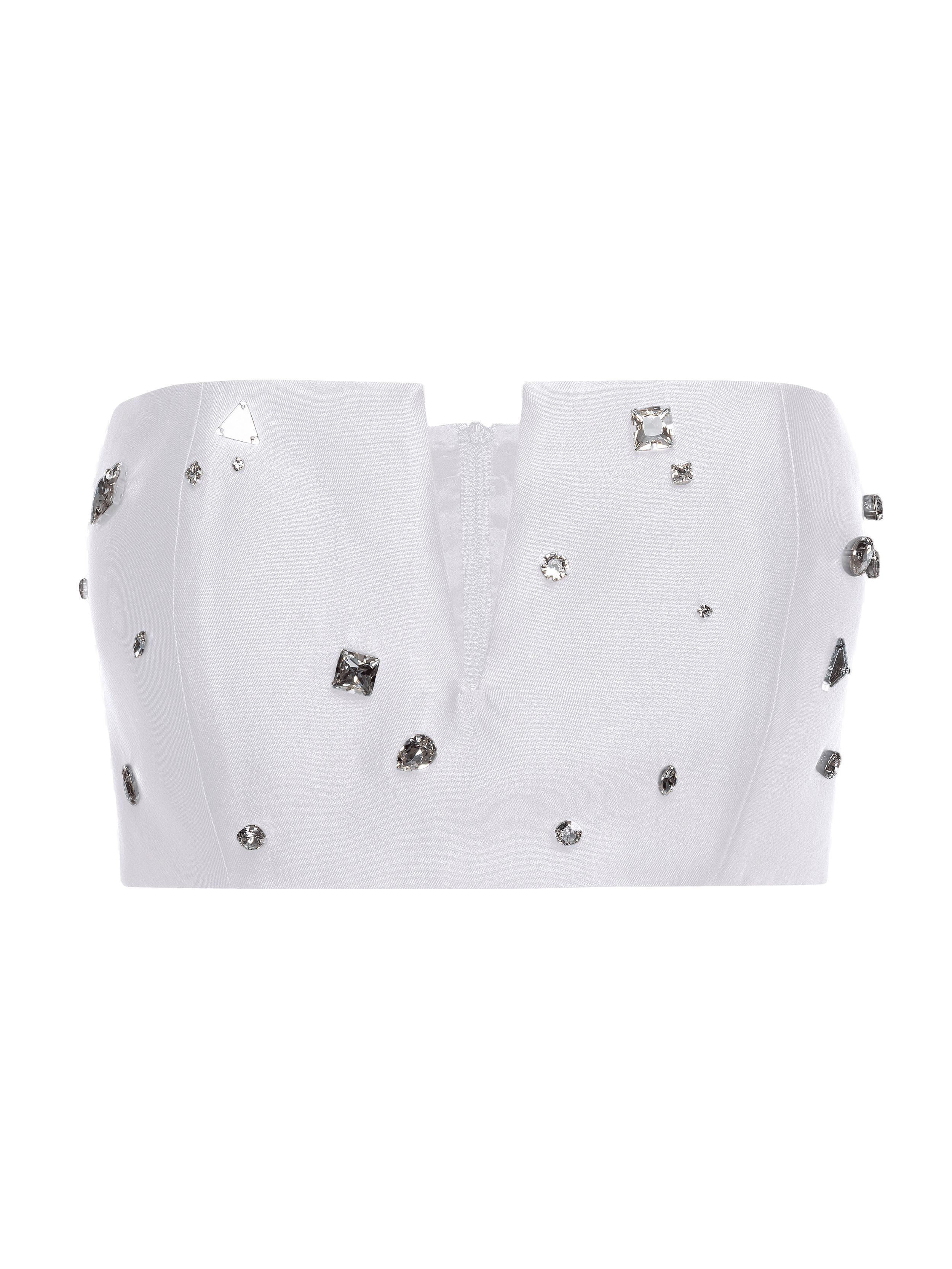 Embellished Plunge Neckline Top in White made by NDS The Label