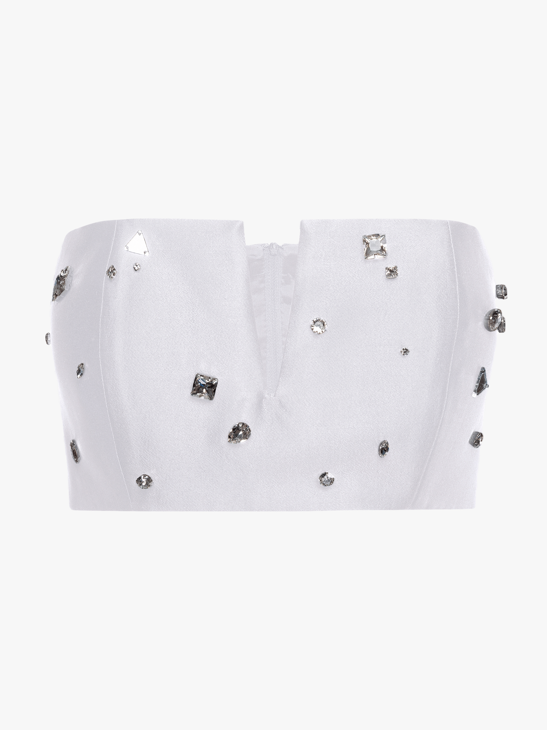 Embellished Plunge Neckline Top in White made by NDS The Label