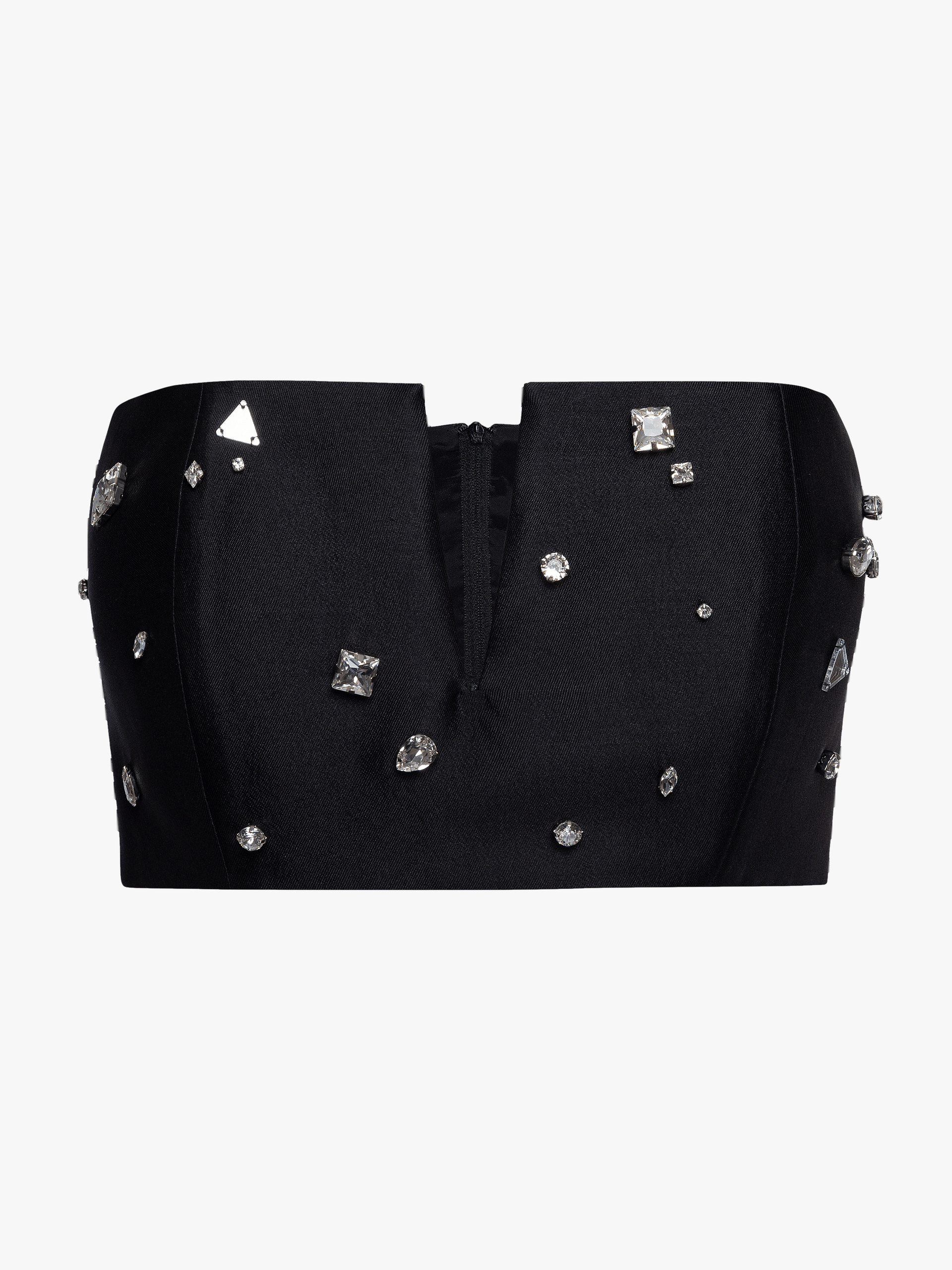 Embellished Plunge Neckline Top in Black made by NDS The Label