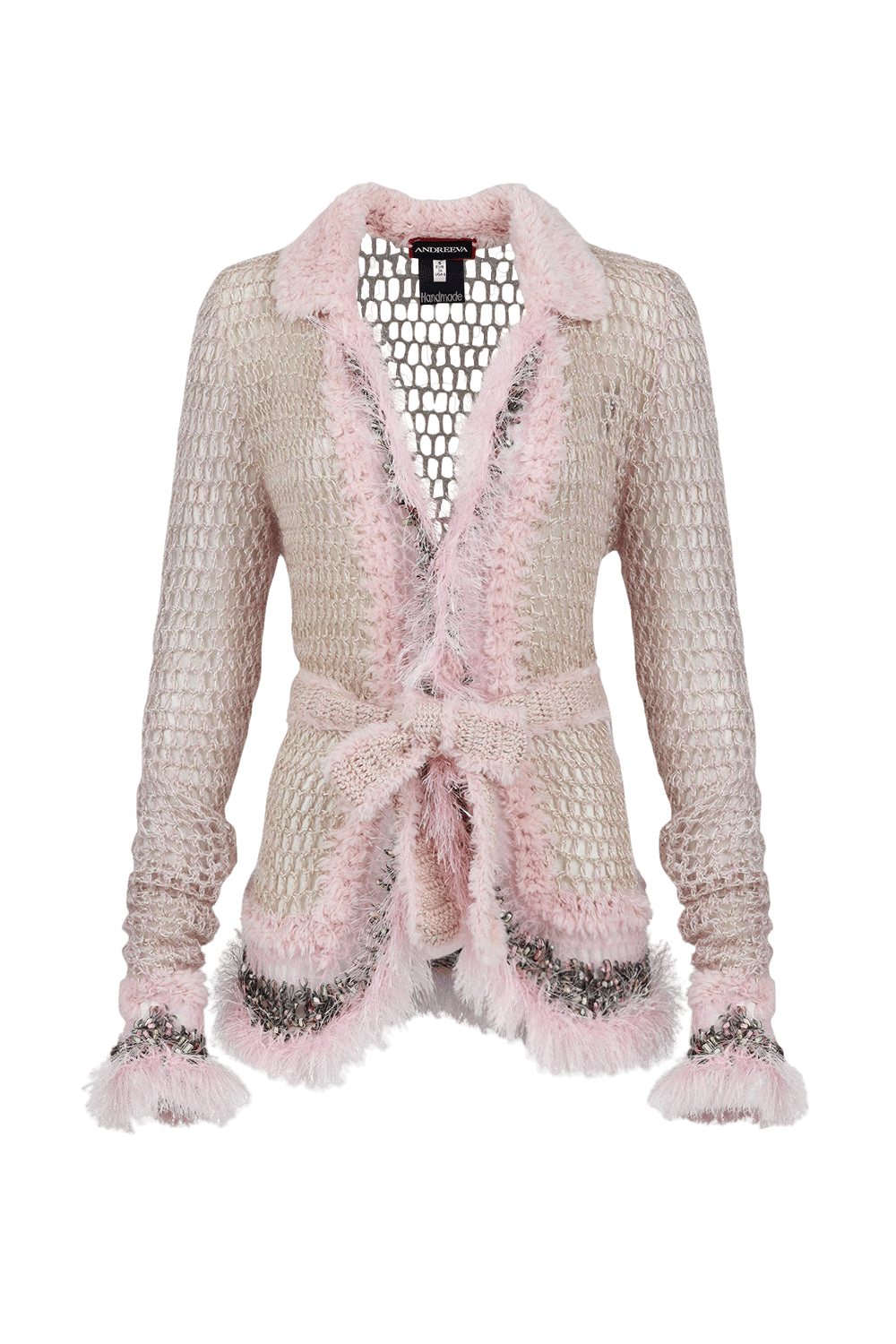 Baby Pink Handmade Knit Short Cardigan in Pink made by ANDREEVA