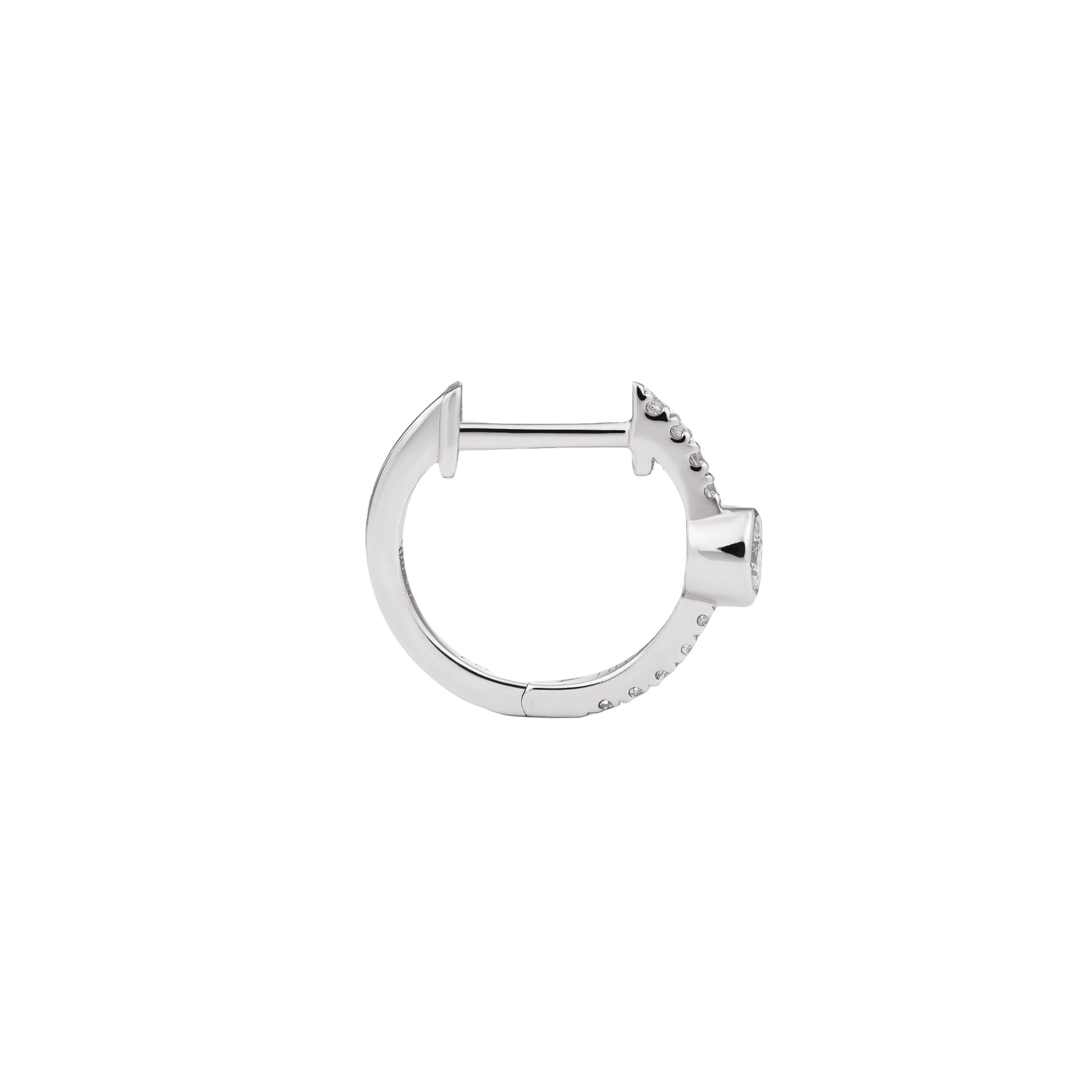 DOT DIAMOND HOOP - WHITE DIAMOND & PLAIN WHITE GOLD - 10mm made by ENNUI