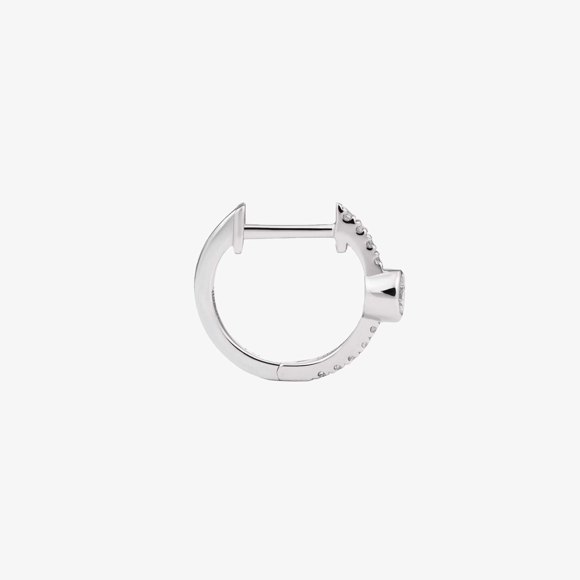 DOT DIAMOND HOOP - WHITE DIAMOND & PLAIN WHITE GOLD - 10mm made by ENNUI
