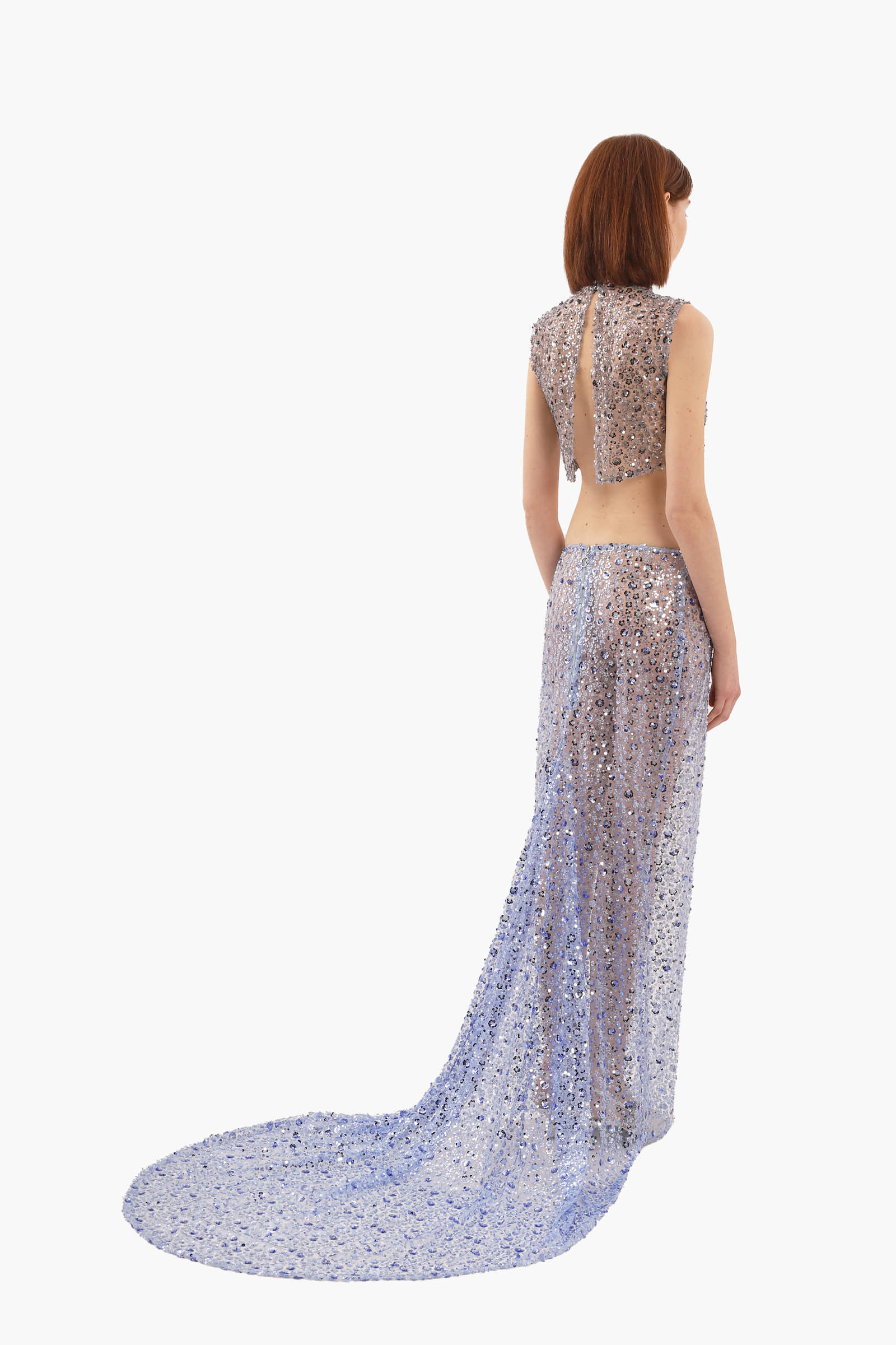 Blue sequin embroidered skirt made by Compte Spain