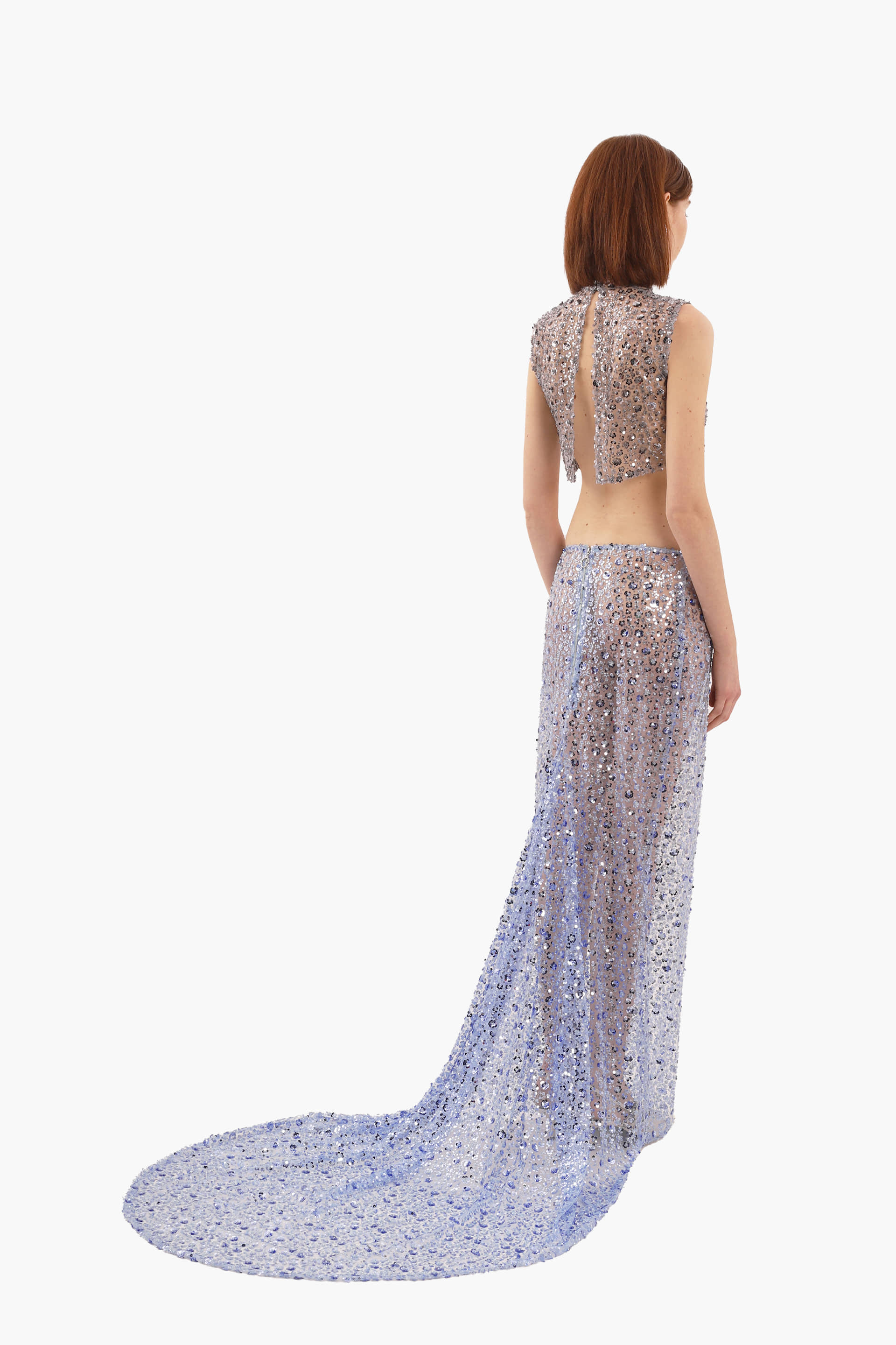 Blue sequin embroidered skirt made by Compte Spain