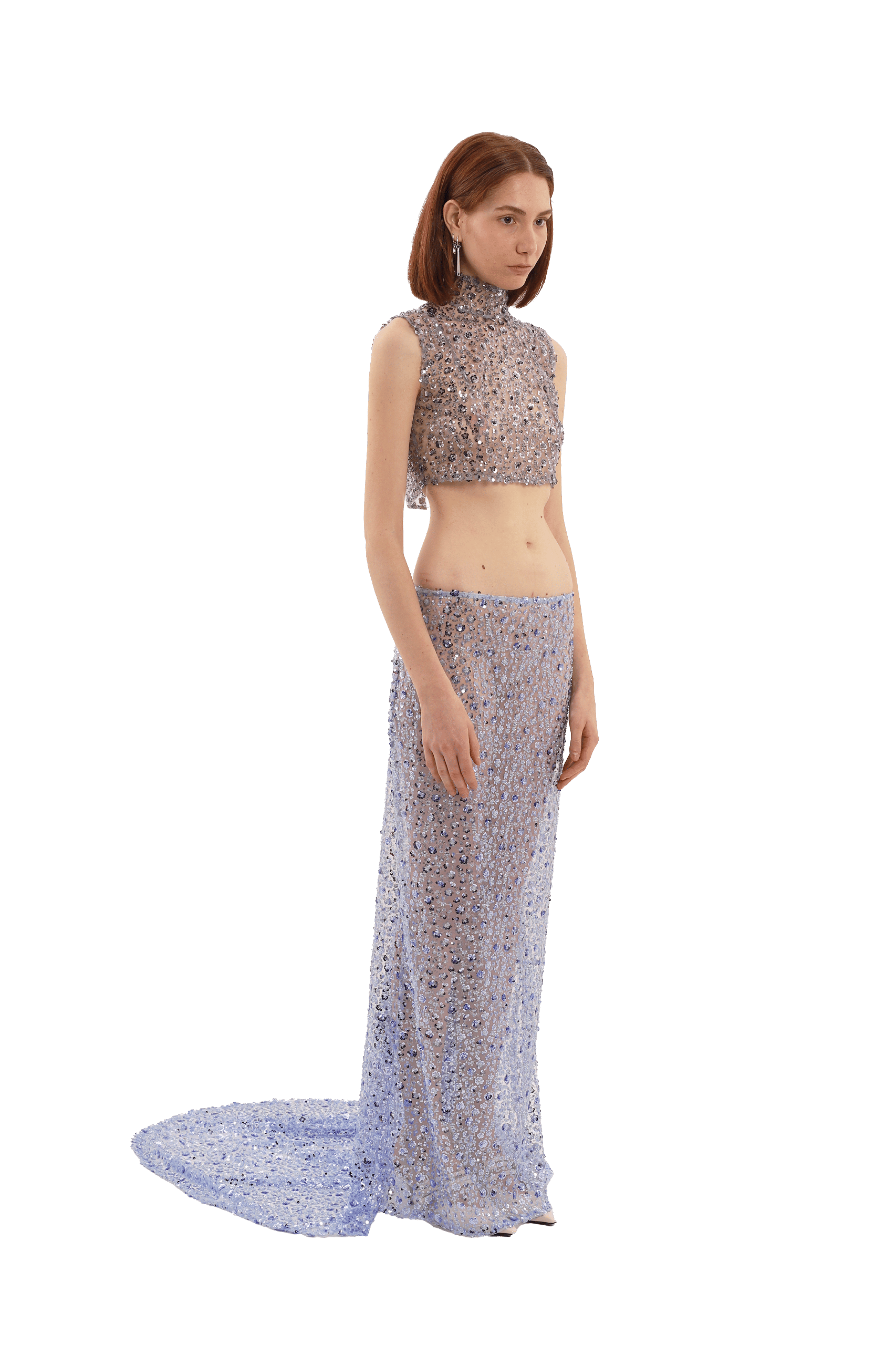 Blue sequin embroidered skirt made by Compte Spain