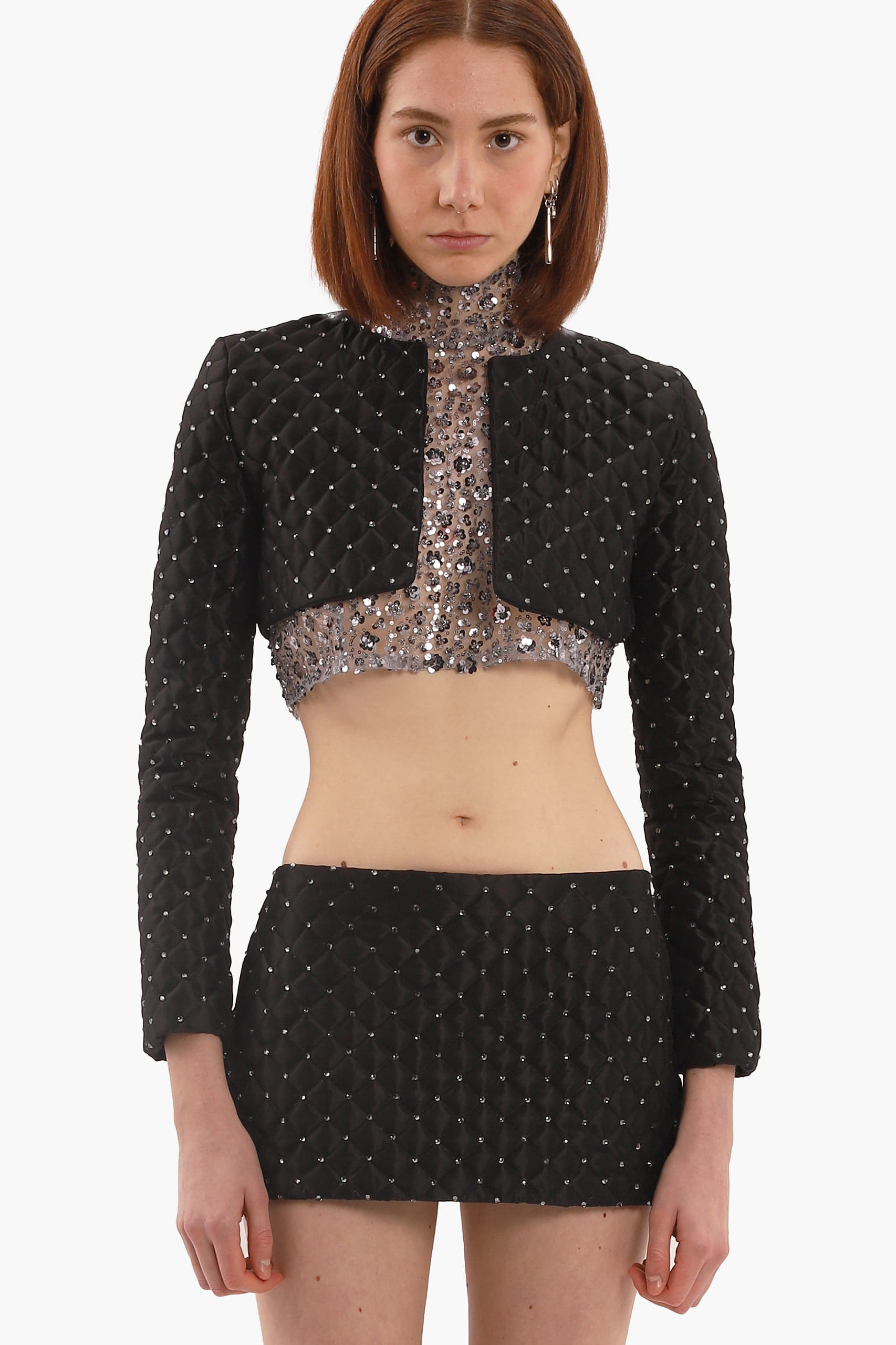Black crystal quilted skirt made by Compte Spain