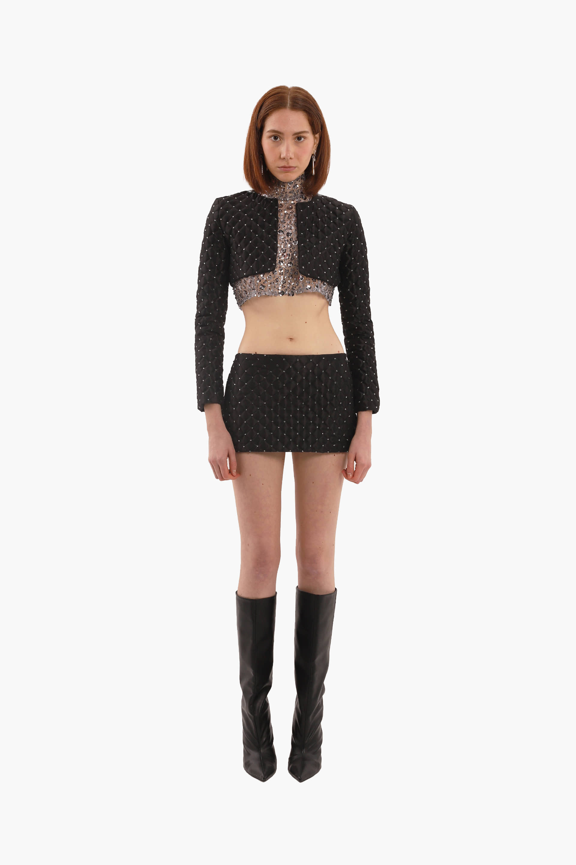 Black crystal quilted skirt made by Compte Spain