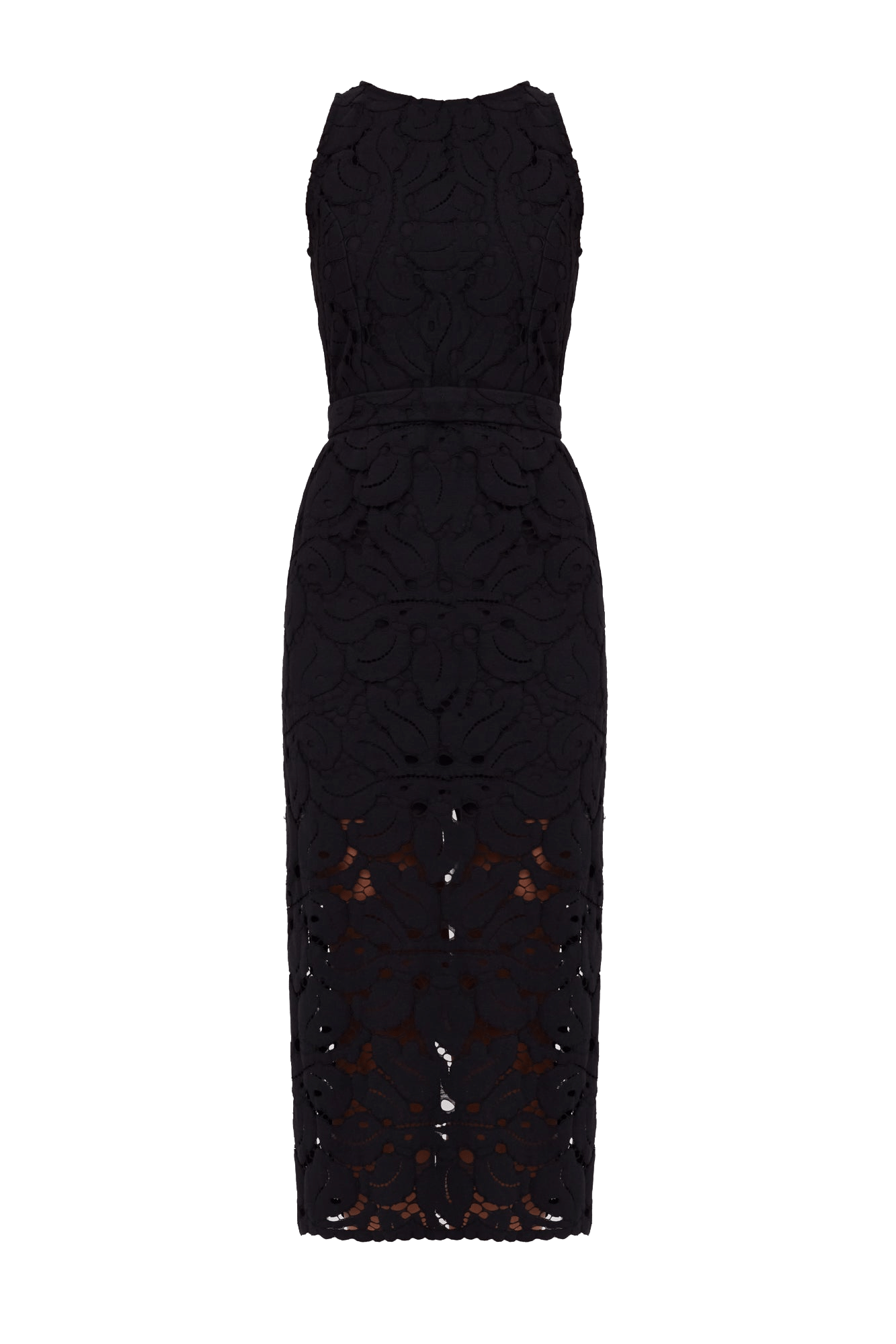YEMA Black Floral Lace Midi Dress With Open Back made by UNDRESS