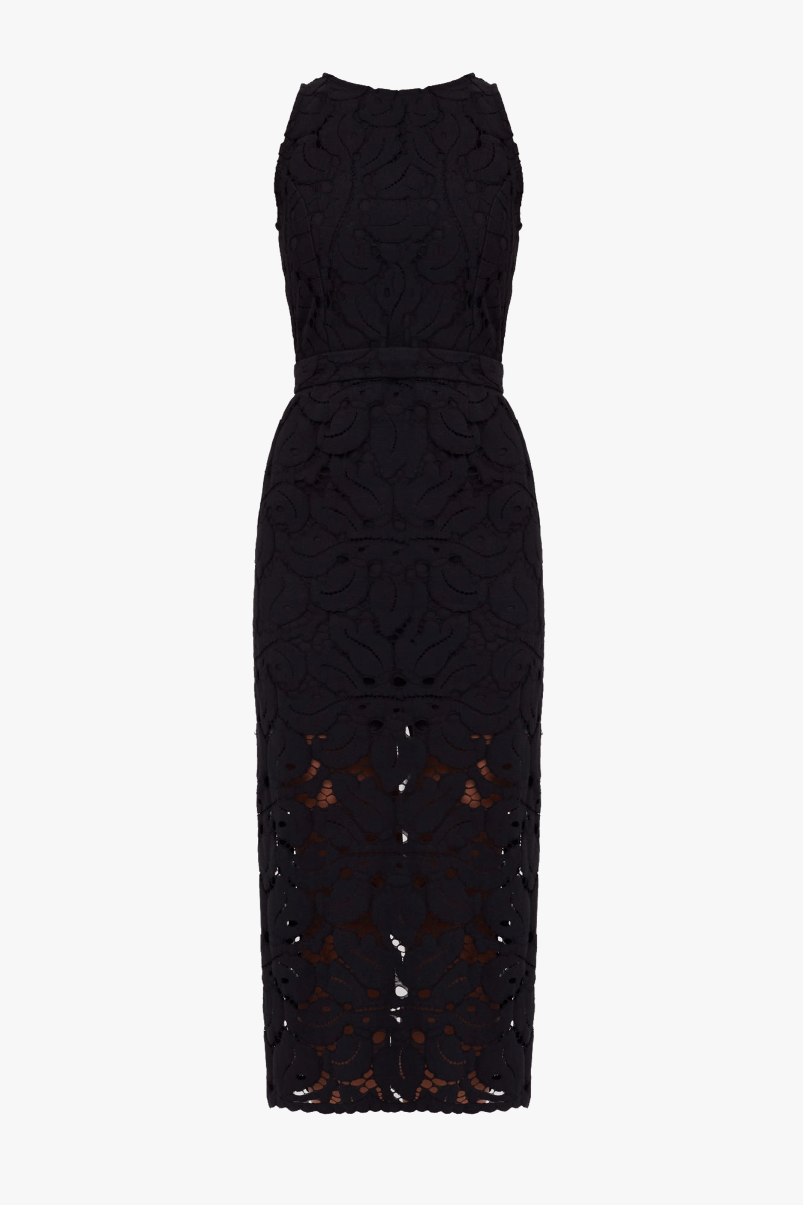 YEMA Black Floral Lace Midi Dress With Open Back made by UNDRESS