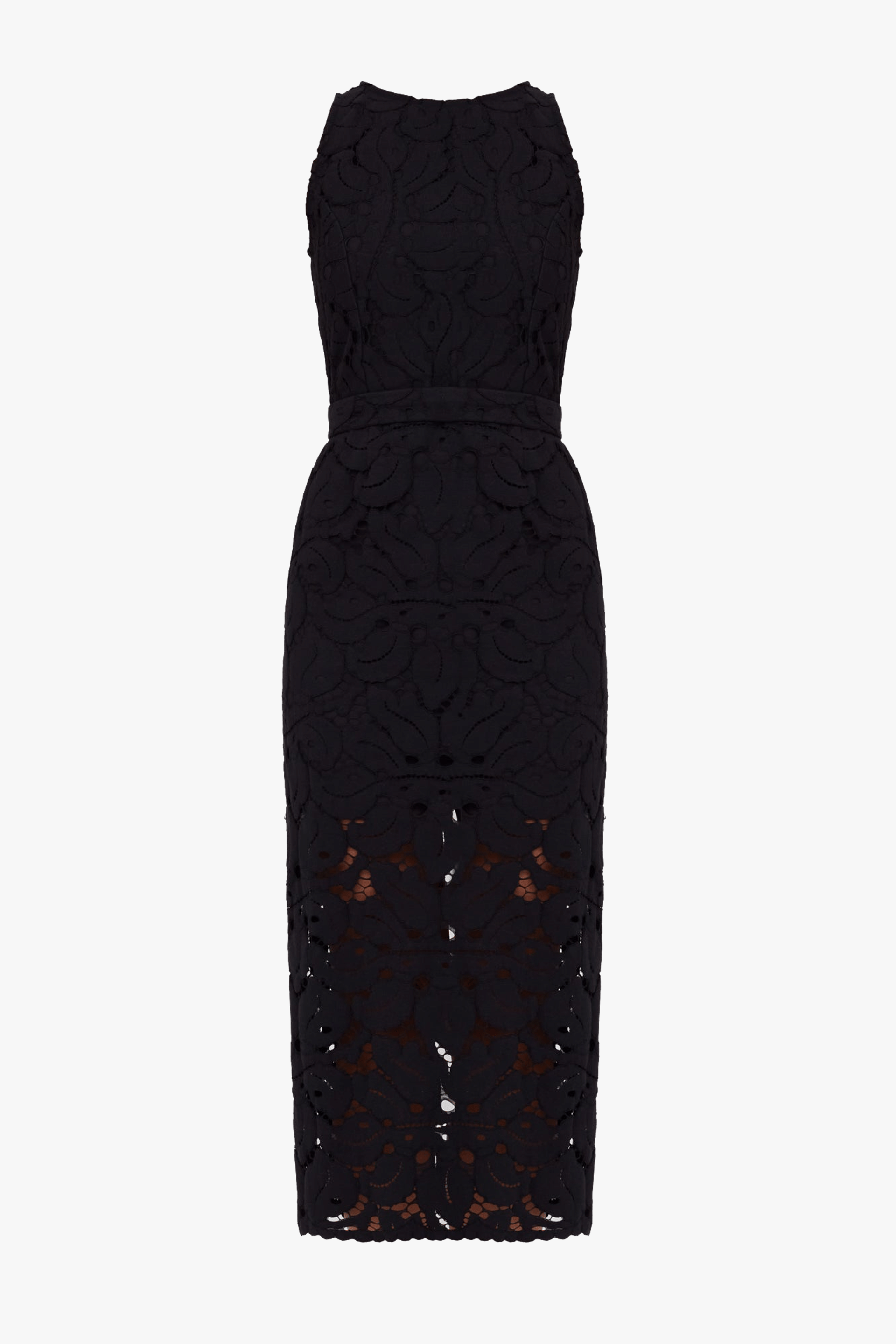 YEMA Black Floral Lace Midi Dress With Open Back made by UNDRESS