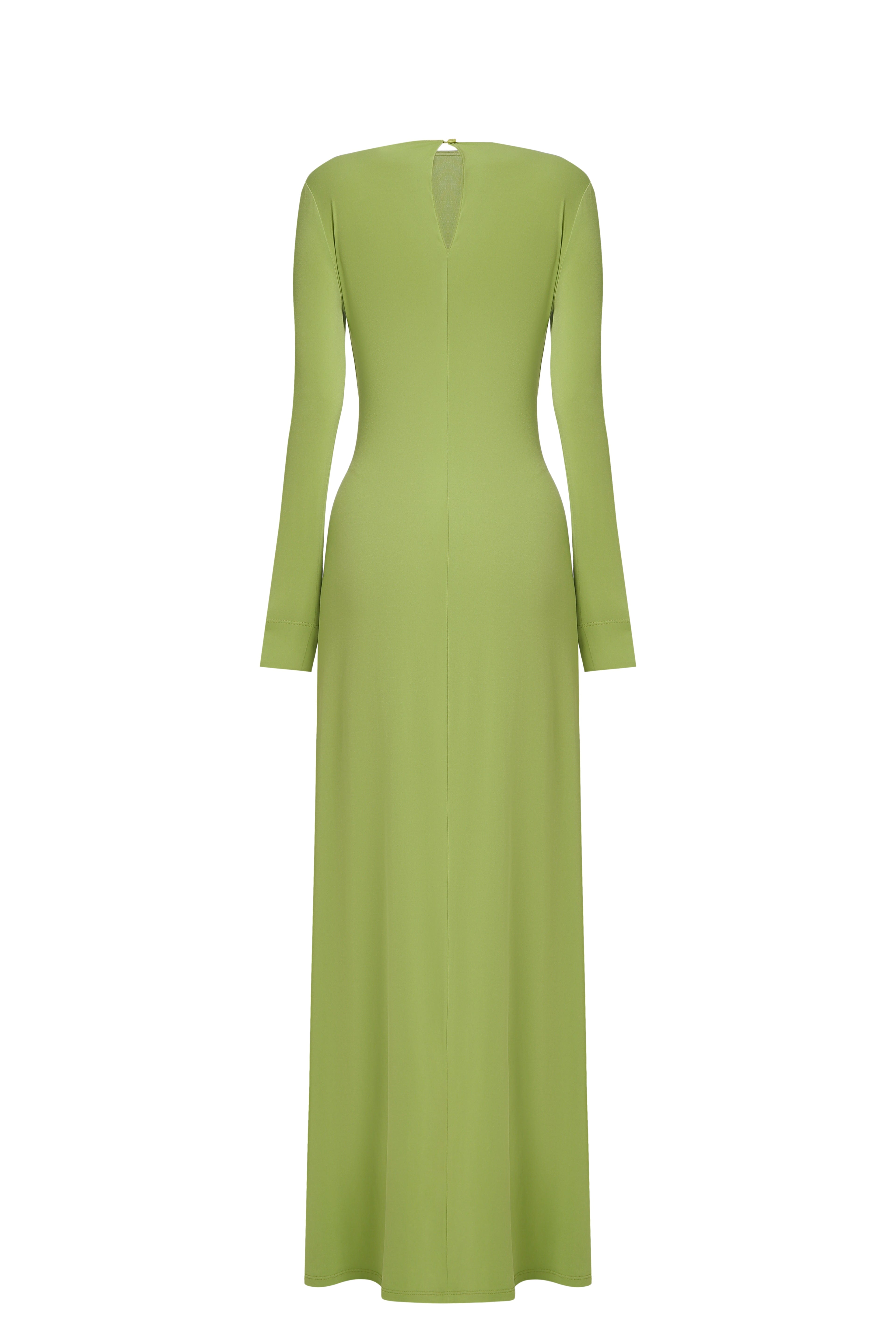 Green knitted dress with a knot made by A.M.G