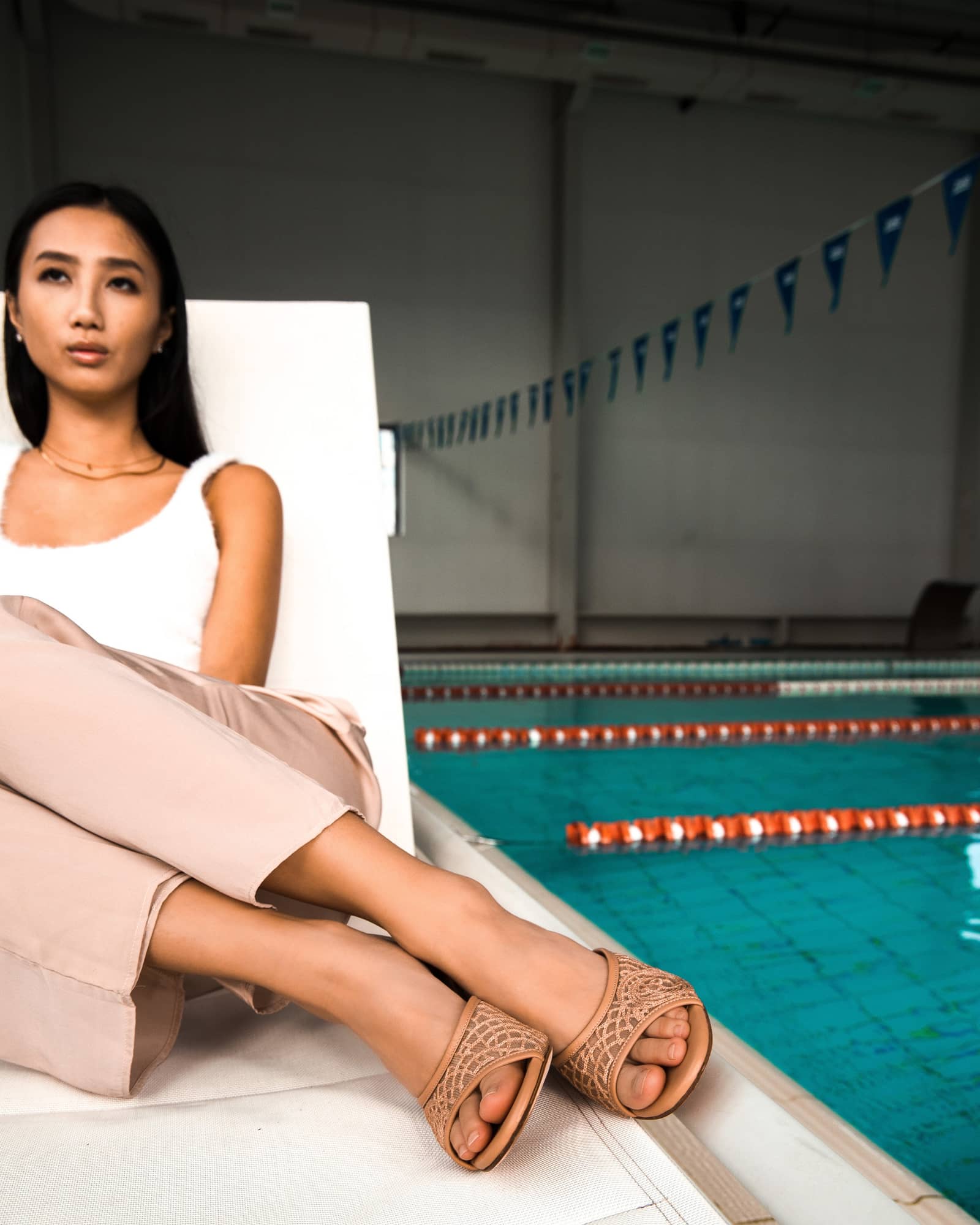 Crochet Mule 85 Tan in Beige made by ATANA