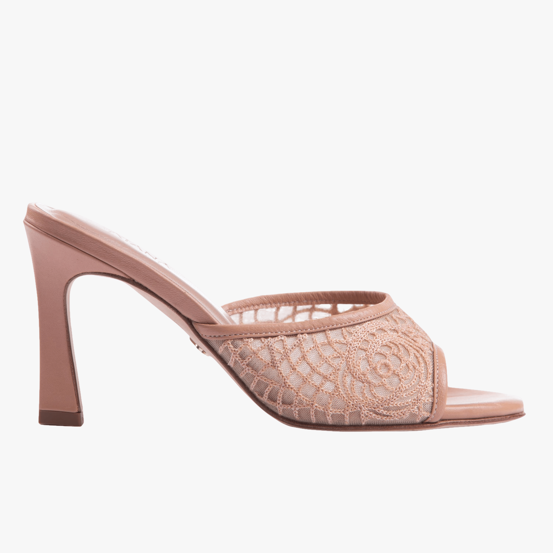 Crochet Mule 85 Tan in Beige made by ATANA