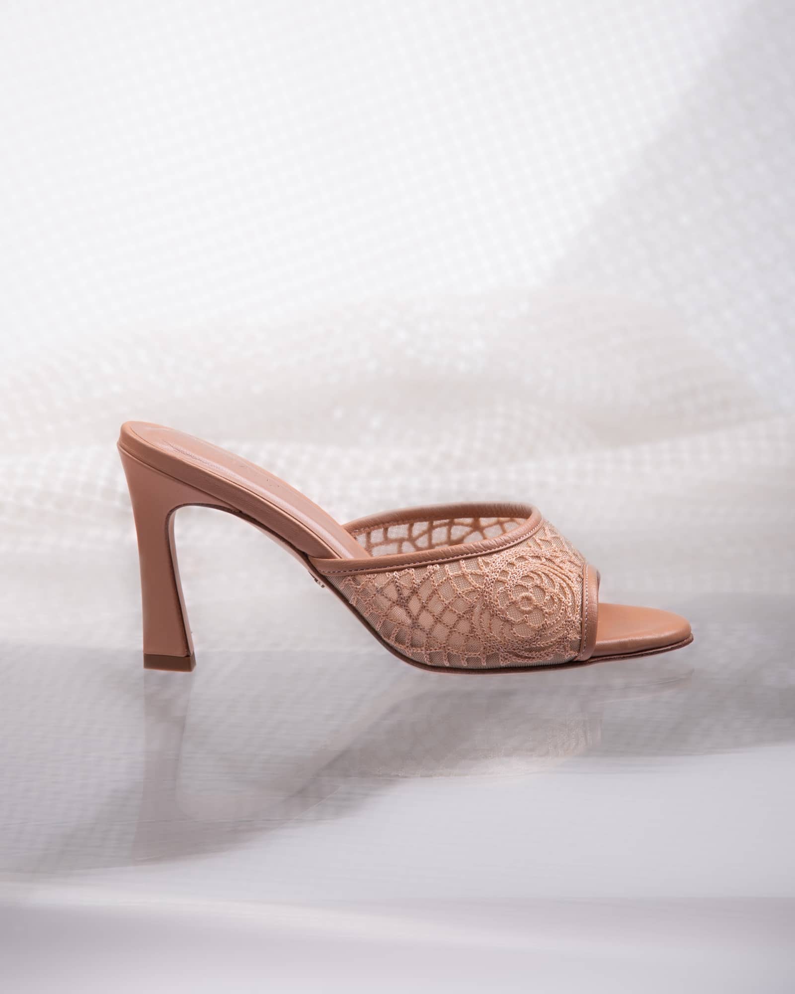 Crochet Mule 85 Tan in Beige made by ATANA