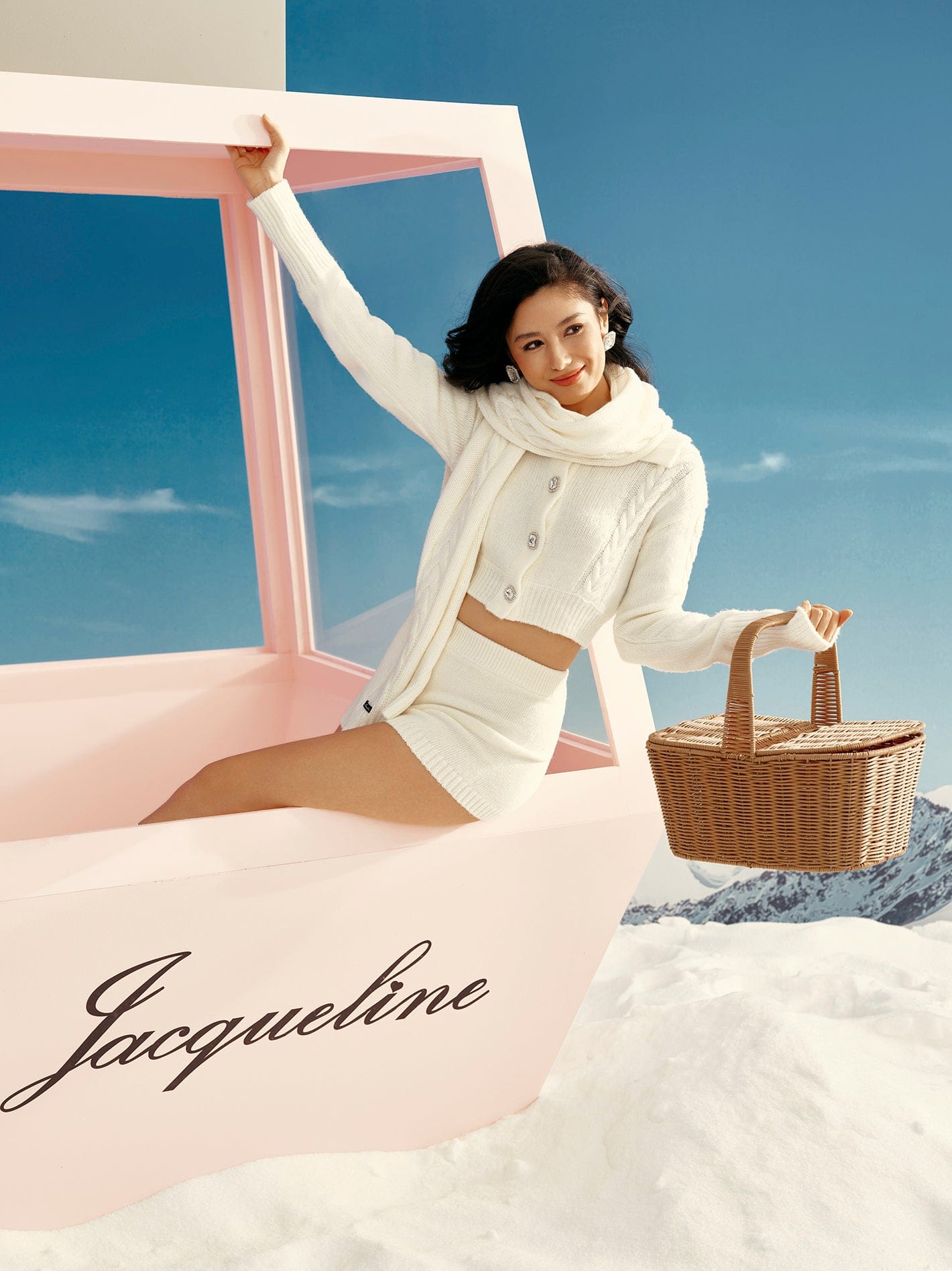 Addison Coat + Scarf Set (White) made by Nana Jacqueline