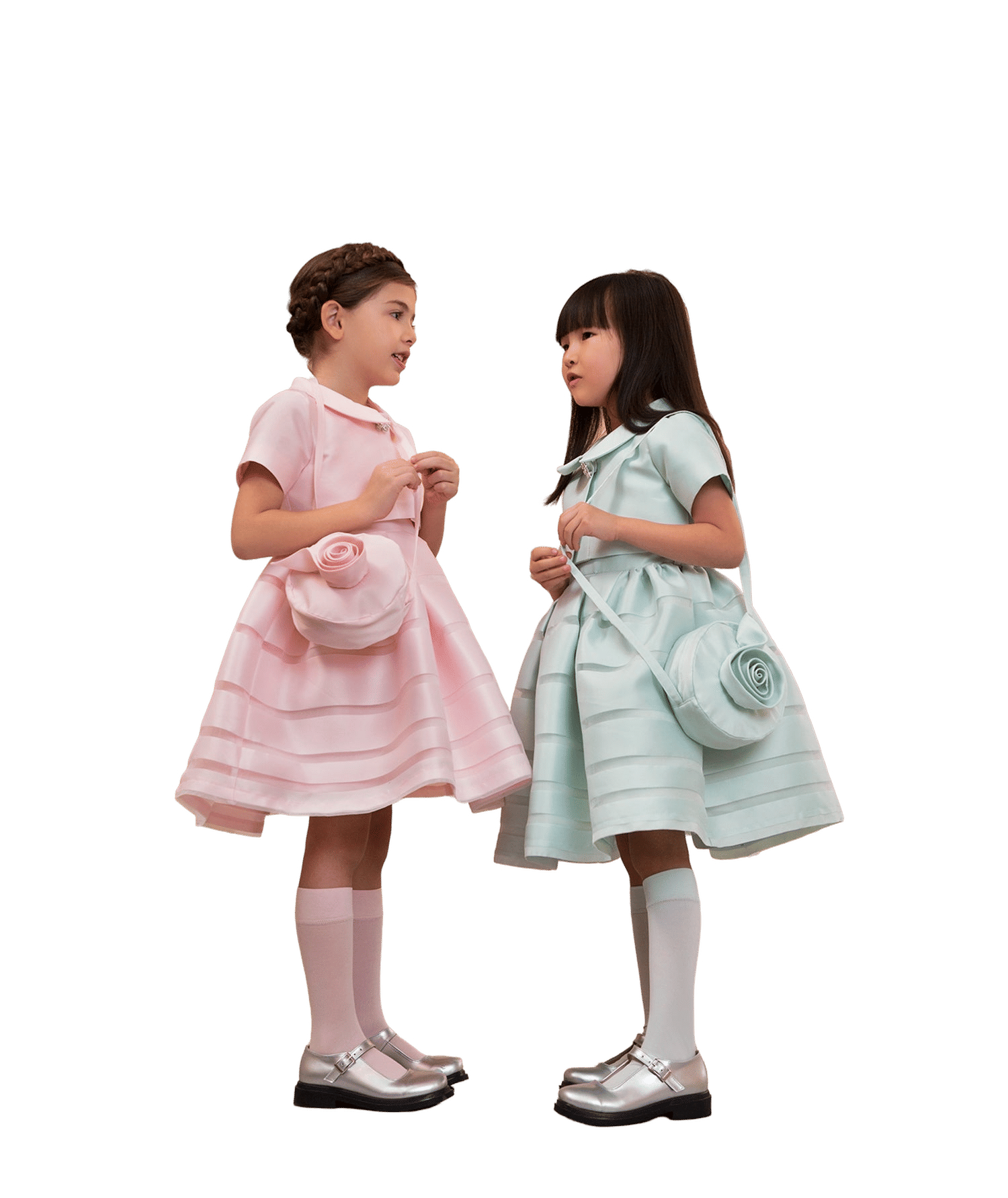 Pearl Aqua Satin Girls Dress made by Mama Luma