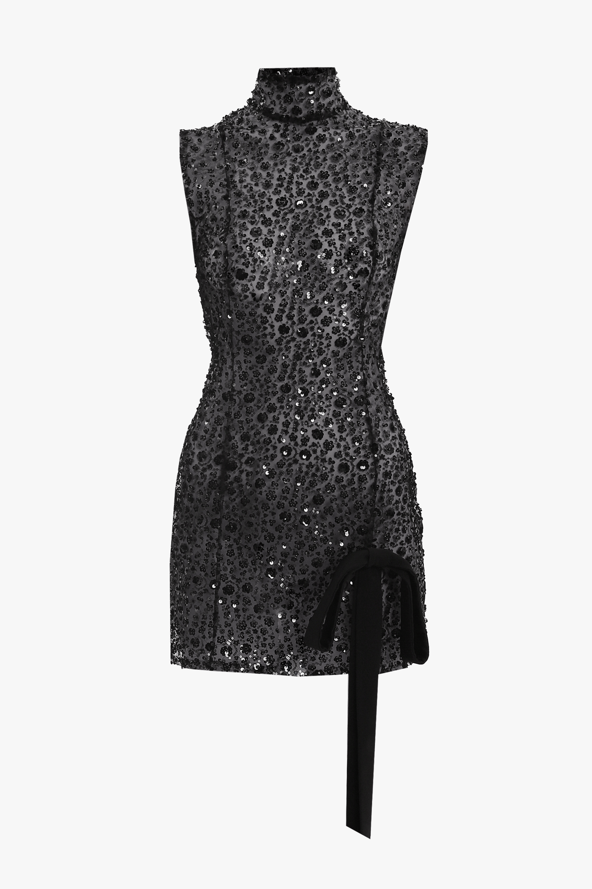 Black sequin embroidered mini dress made by Compte Spain