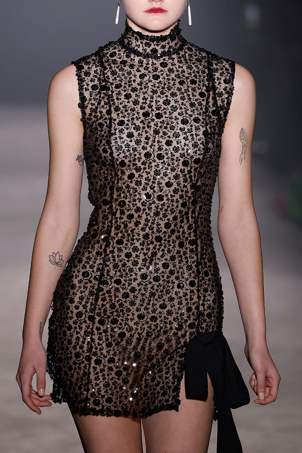 Black sequin embroidered mini dress made by Compte Spain