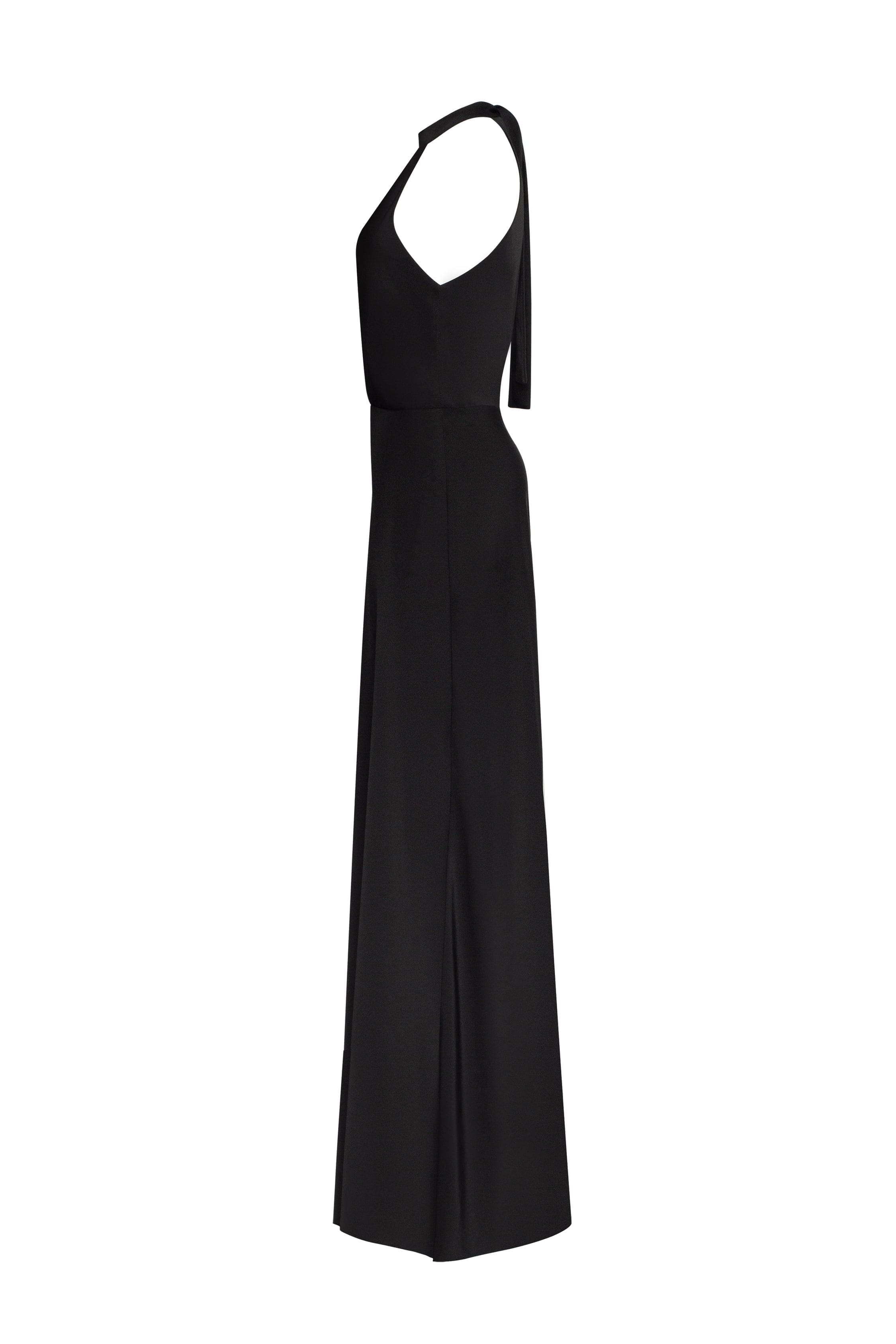 Classical black halterneck satin maxi dress, Xo Xo made by Milla