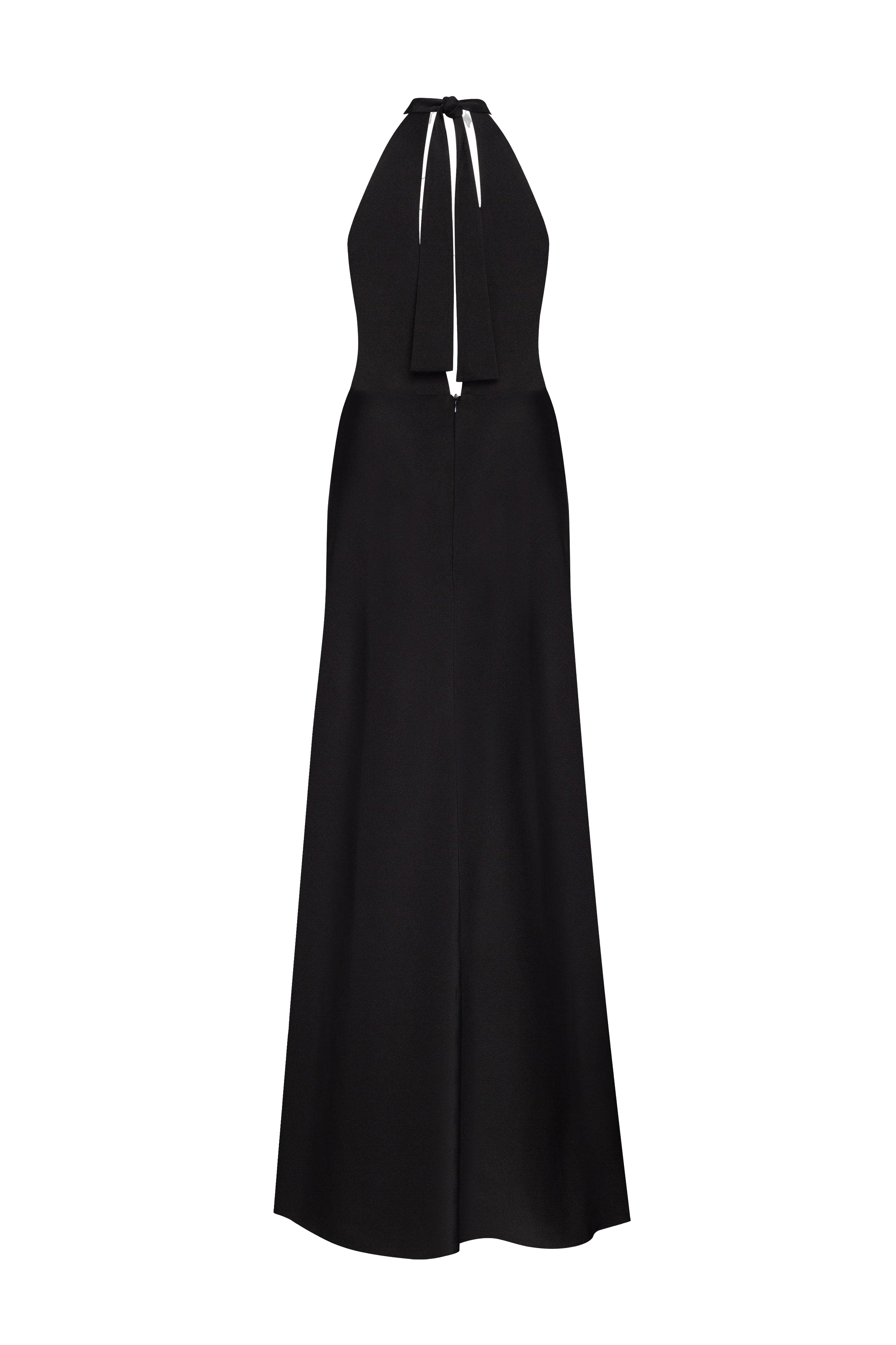Classical black halterneck satin maxi dress, Xo Xo made by Milla