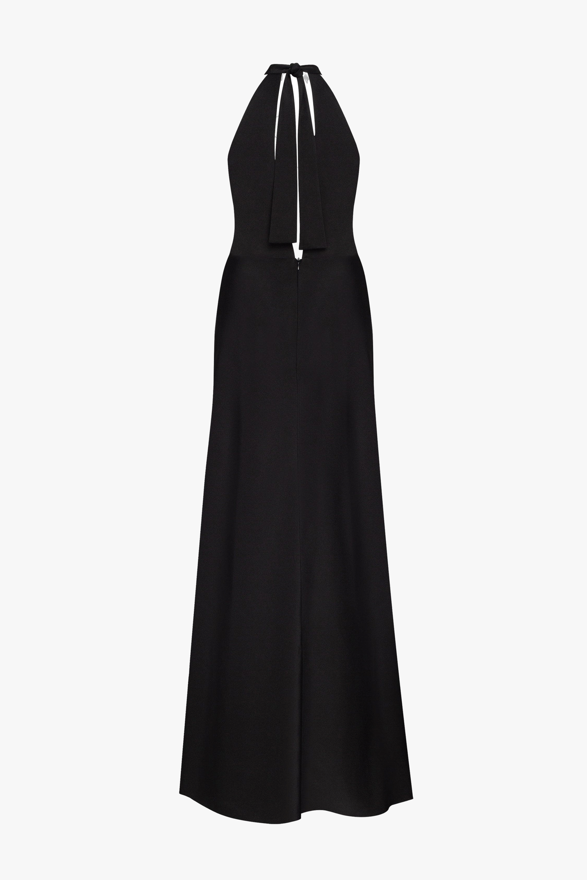 Classical black halterneck satin maxi dress, Xo Xo made by Milla