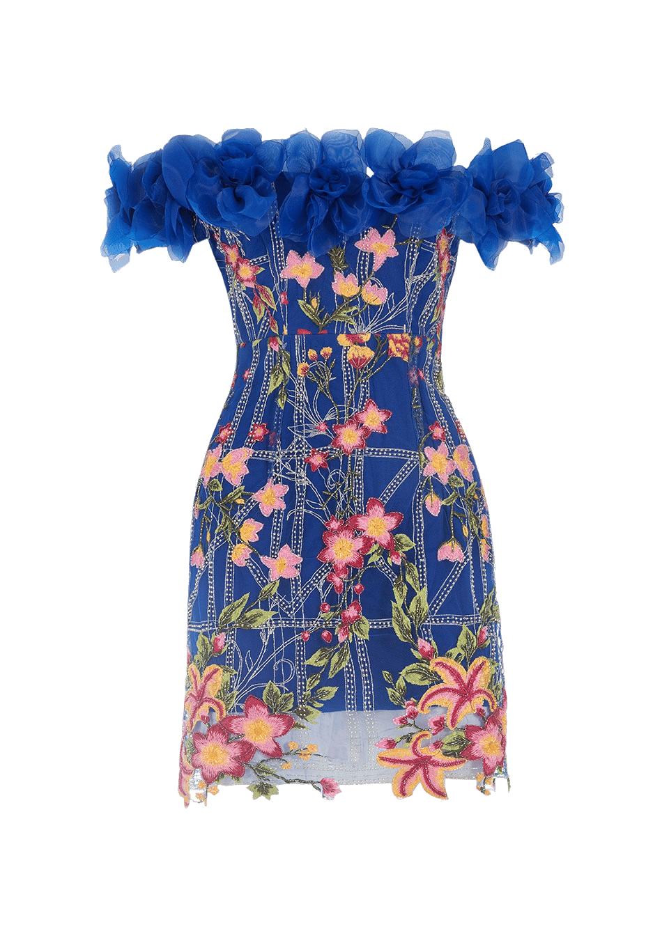 Flower appliqué embroidered dress made by Monika Dimova