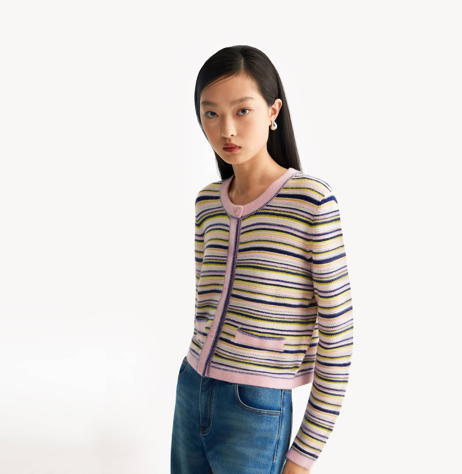 MULTICOLORED CREWNECK CARDIGAN made by CRUSH Collection