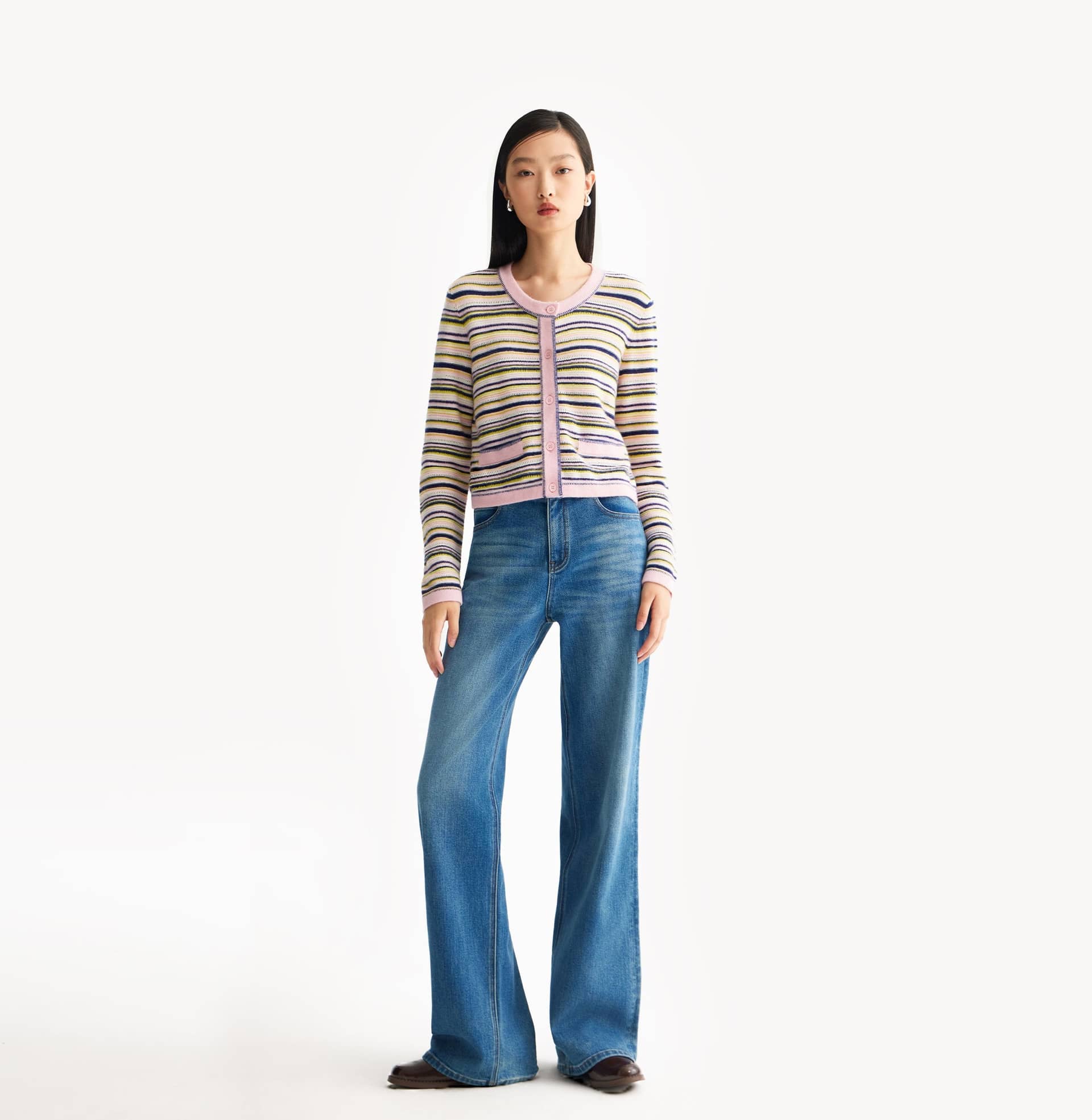 MULTICOLORED CREWNECK CARDIGAN made by CRUSH Collection