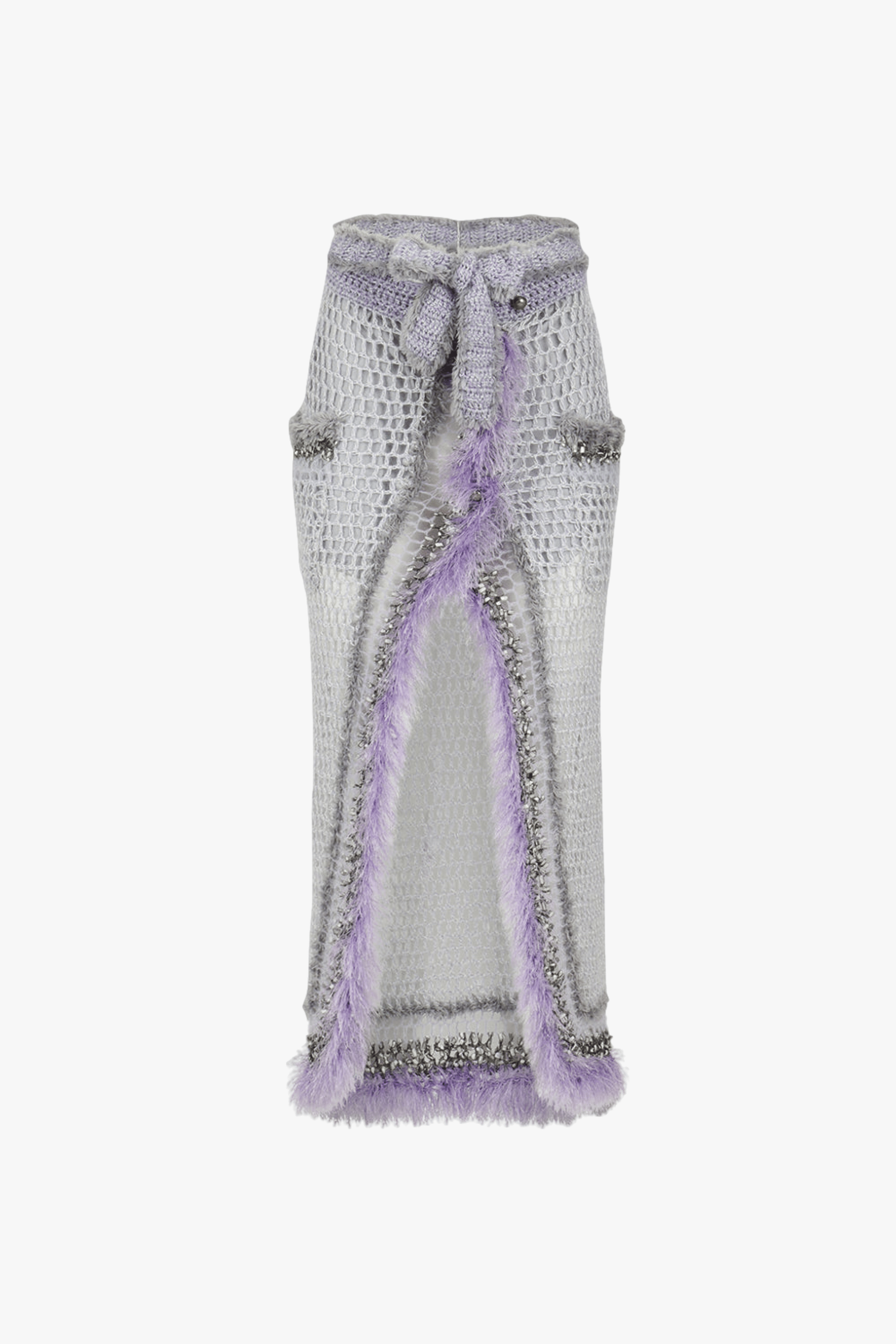 Light Grey Handmade Knit Skirt in Purple made by ANDREEVA