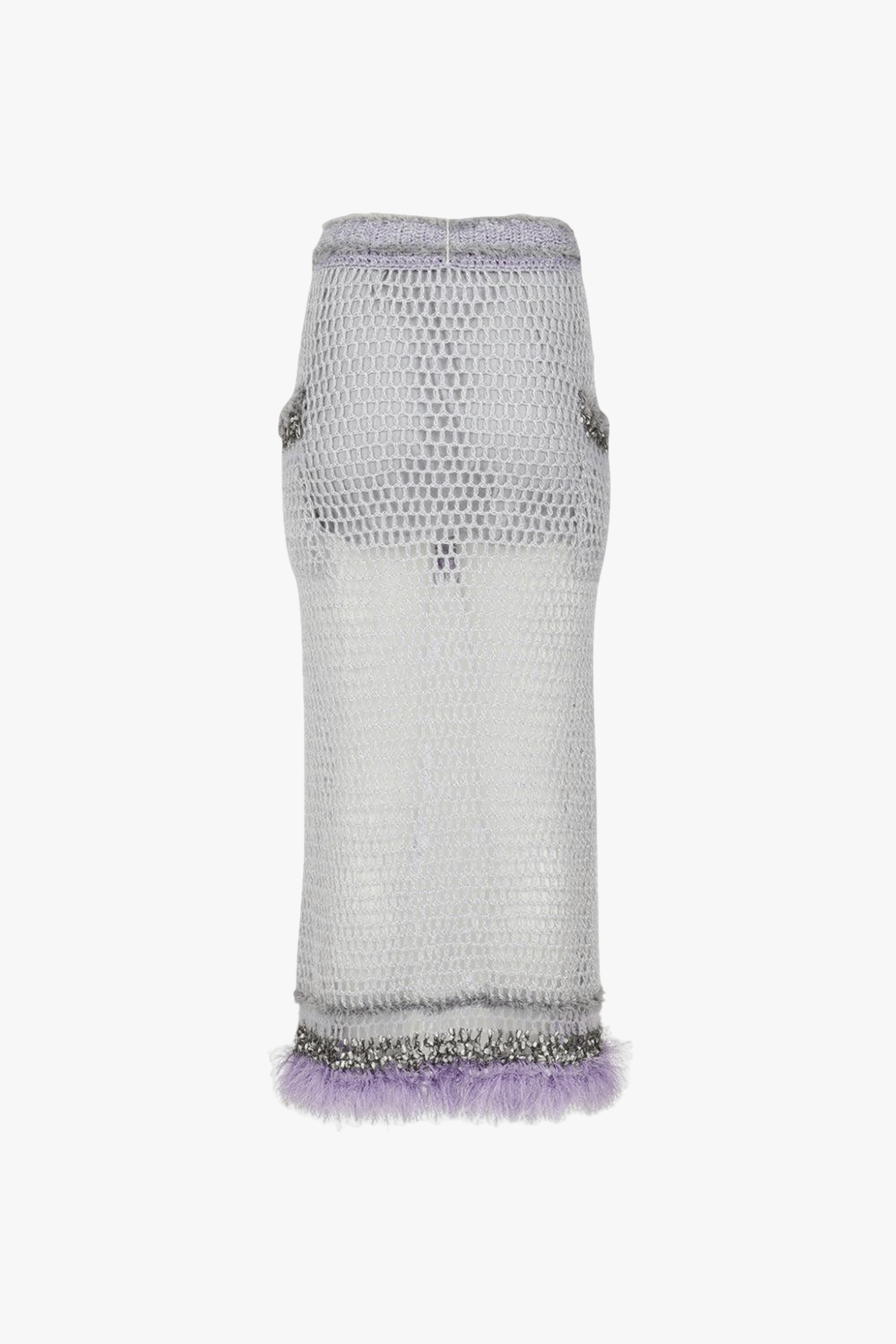 Light Grey Handmade Knit Skirt in Purple made by ANDREEVA