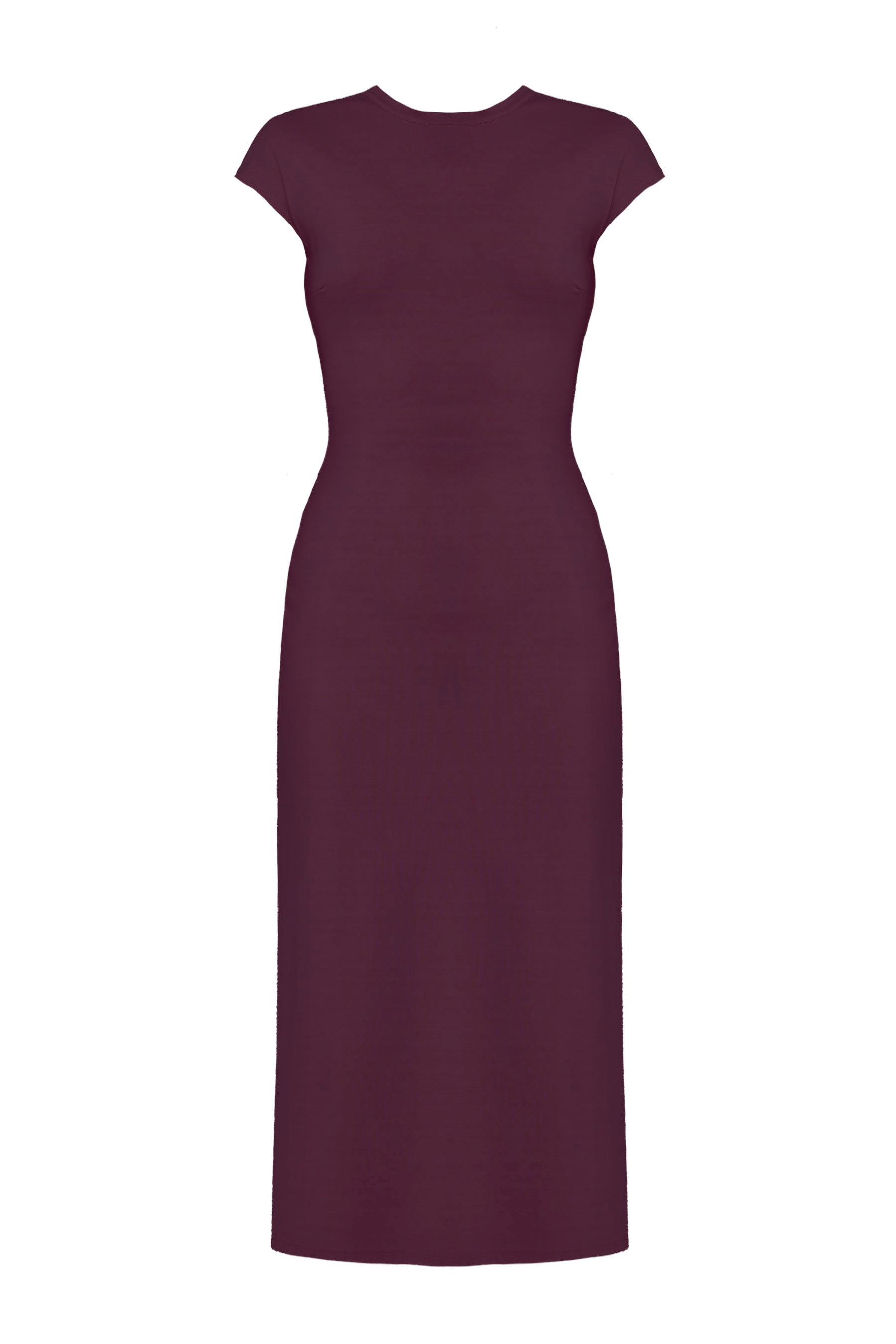 ASTER Dark Purple Jersey Midi Dress With Cap Sleeves made by UNDRESS
